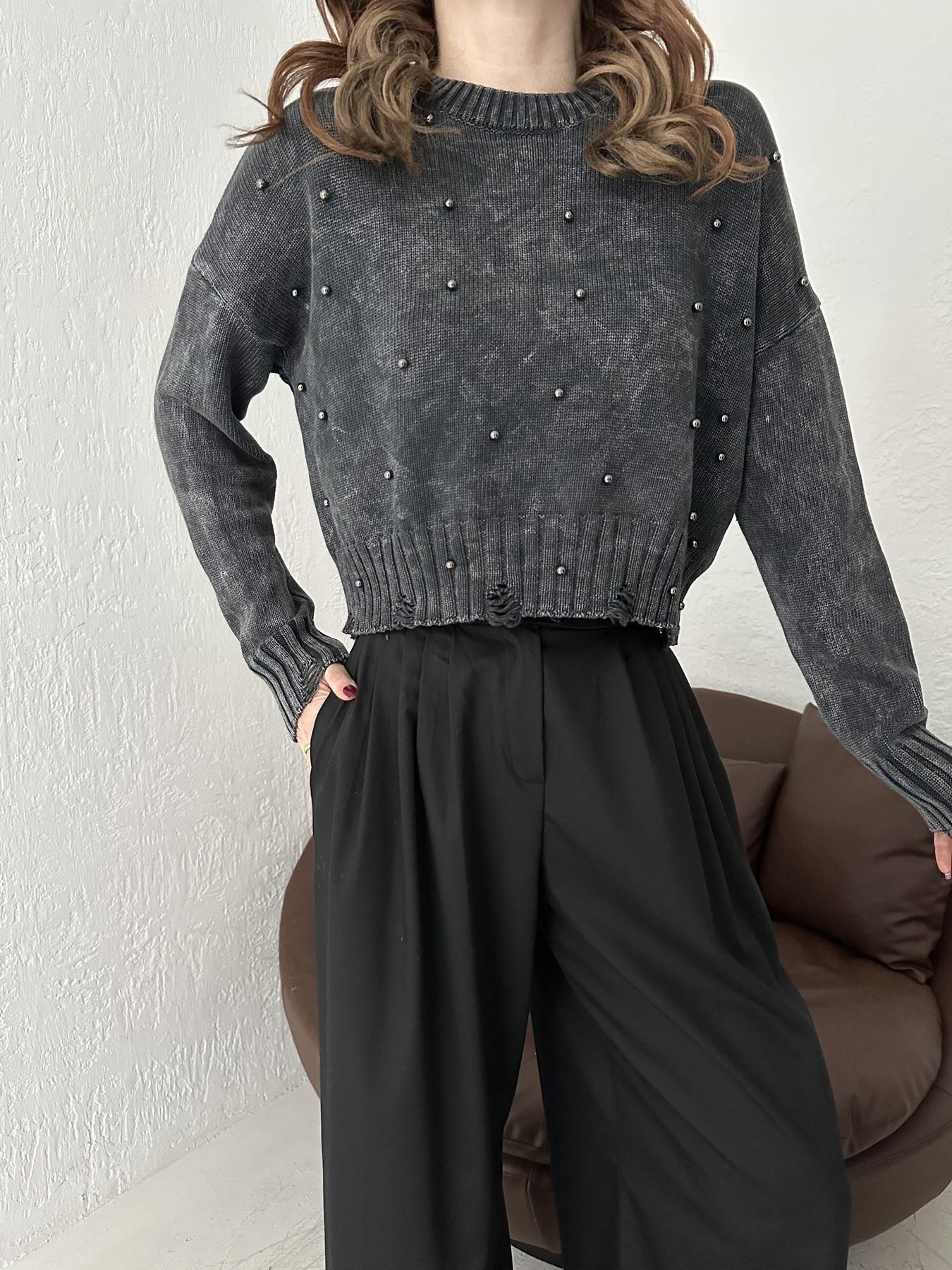 İncili Yıpratma Detay Crop Kazak ANTRASİT