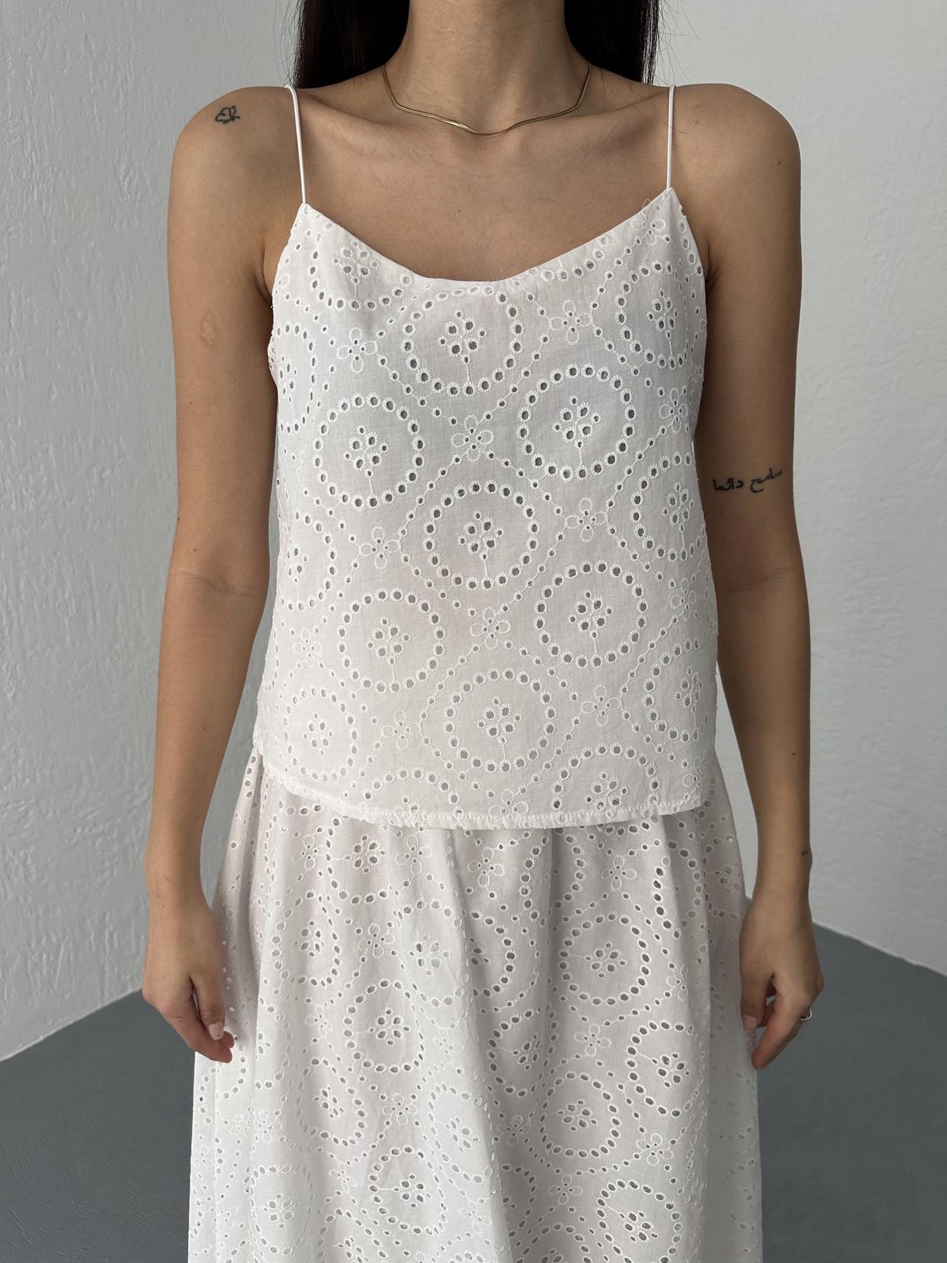 İp Askılı Güpür Bluz Beyaz