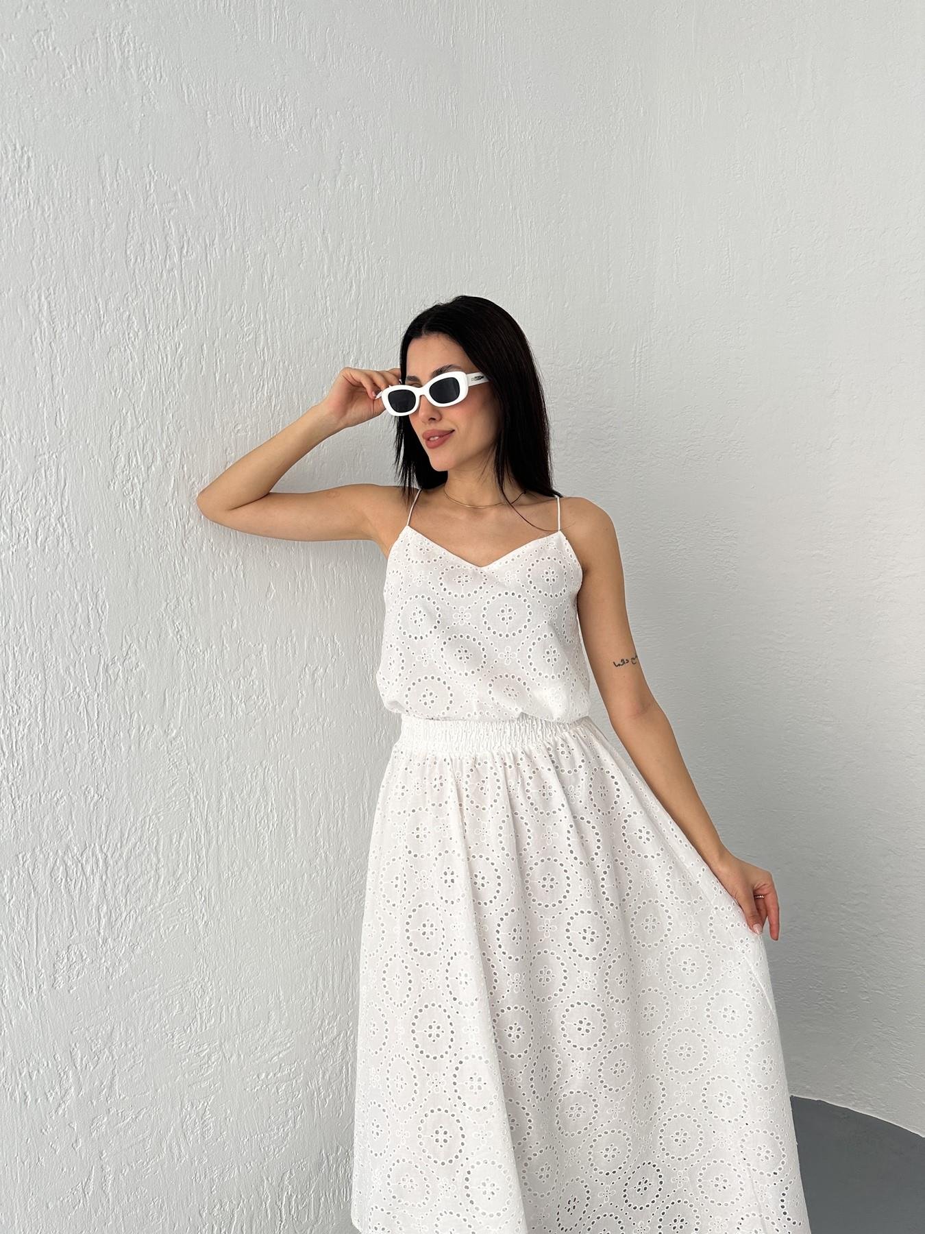 İp Askılı Güpür Bluz Beyaz