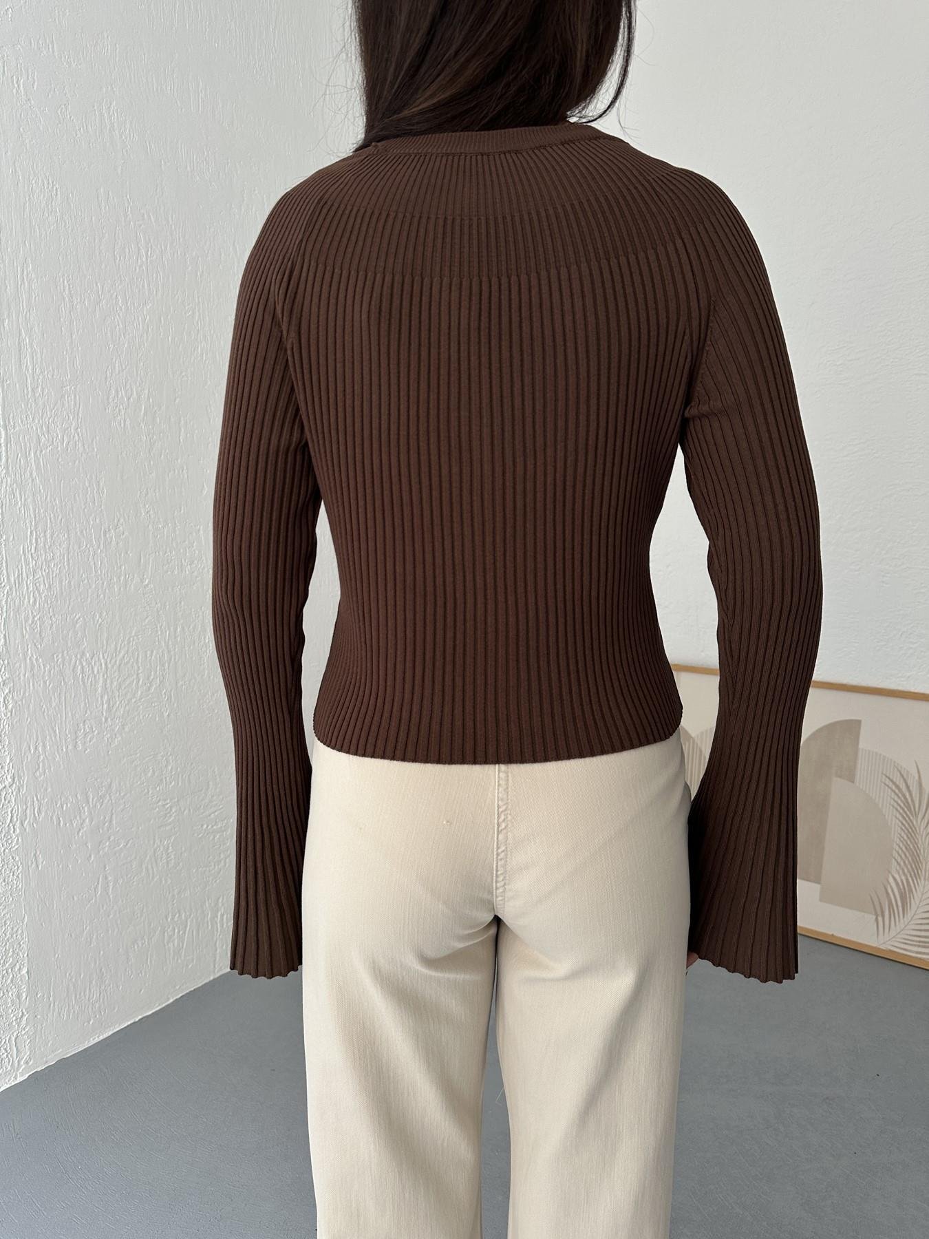 İspanyol Kol Bando Düğme Hırka Kahve