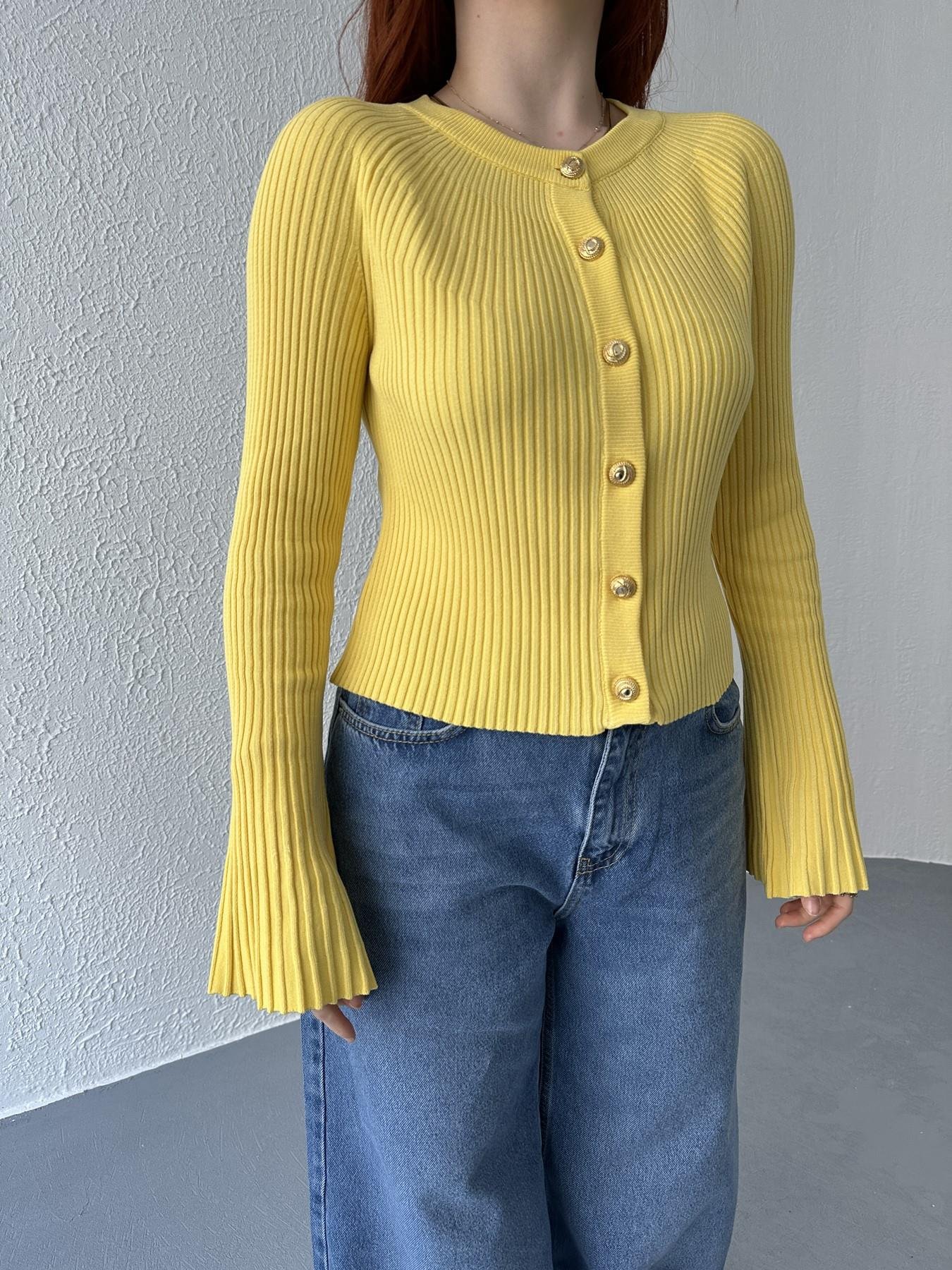 İspanyol Kol Bando Düğme Hırka Koyu sarı