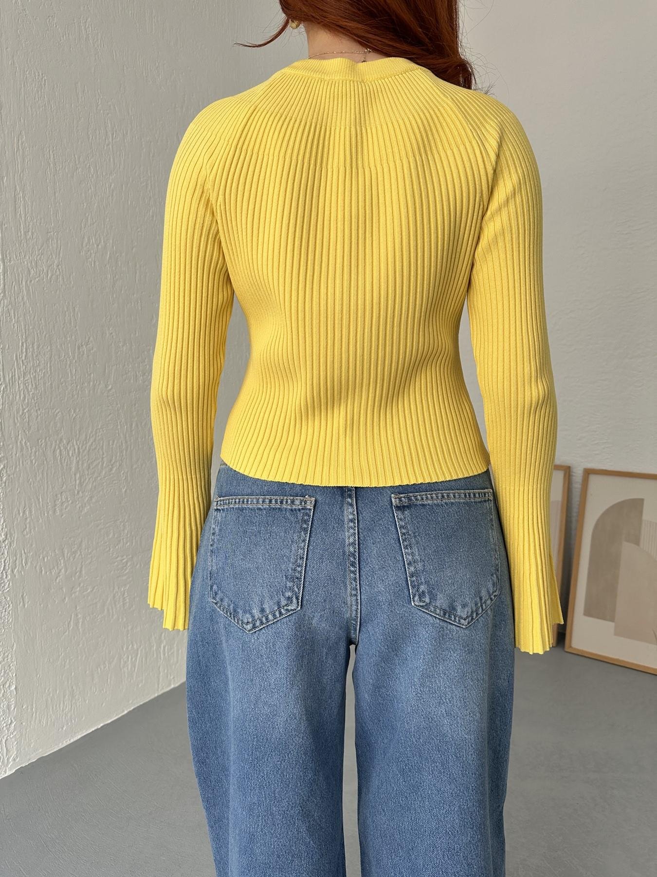 İspanyol Kol Bando Düğme Hırka Koyu sarı