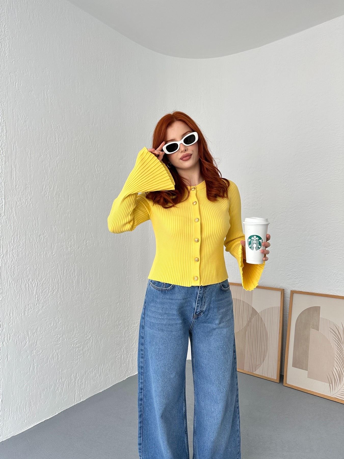 İspanyol Kol Bando Düğme Hırka Koyu sarı