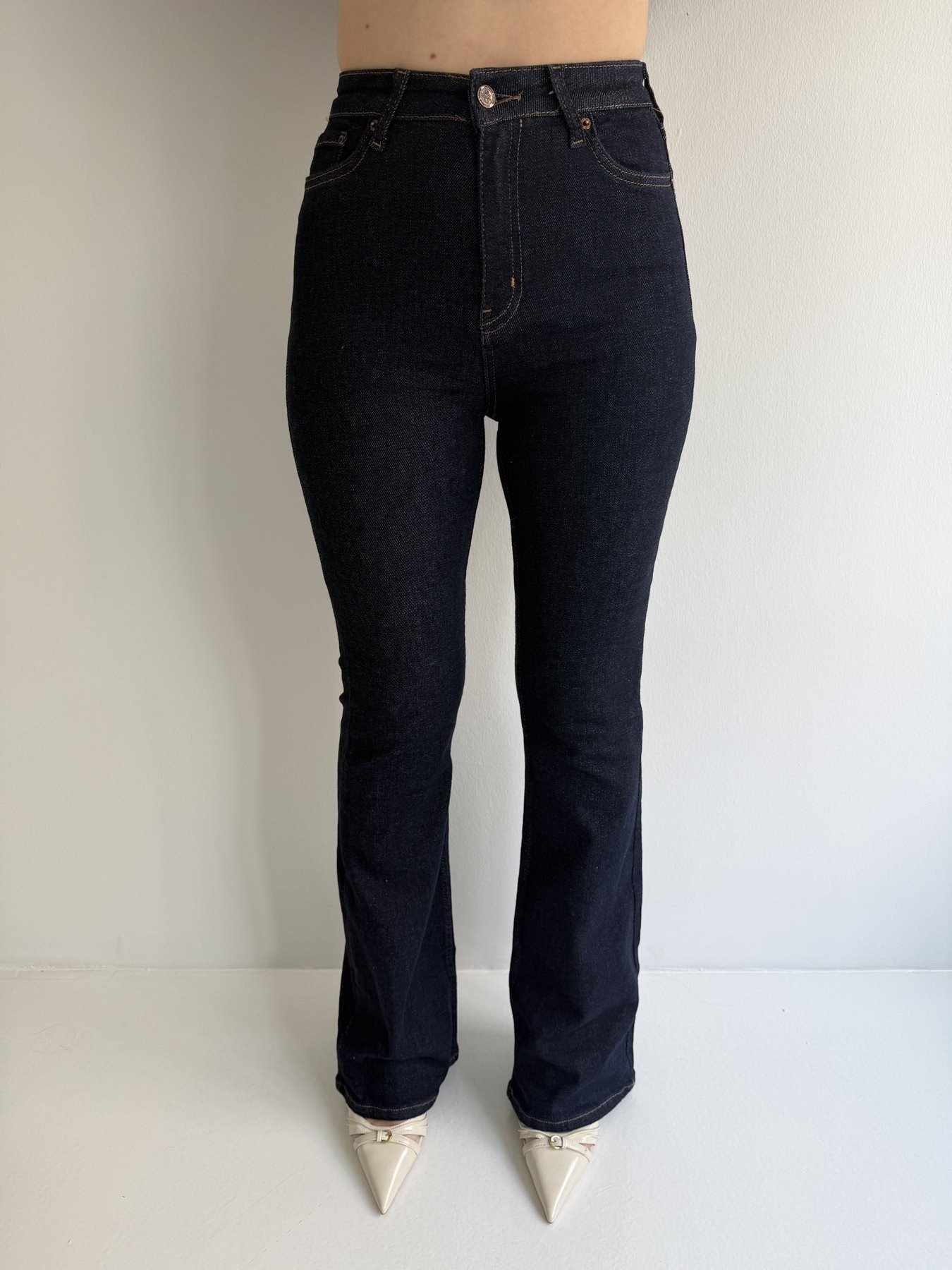 İspanyol Paça Flare Jean Pantolon Rins