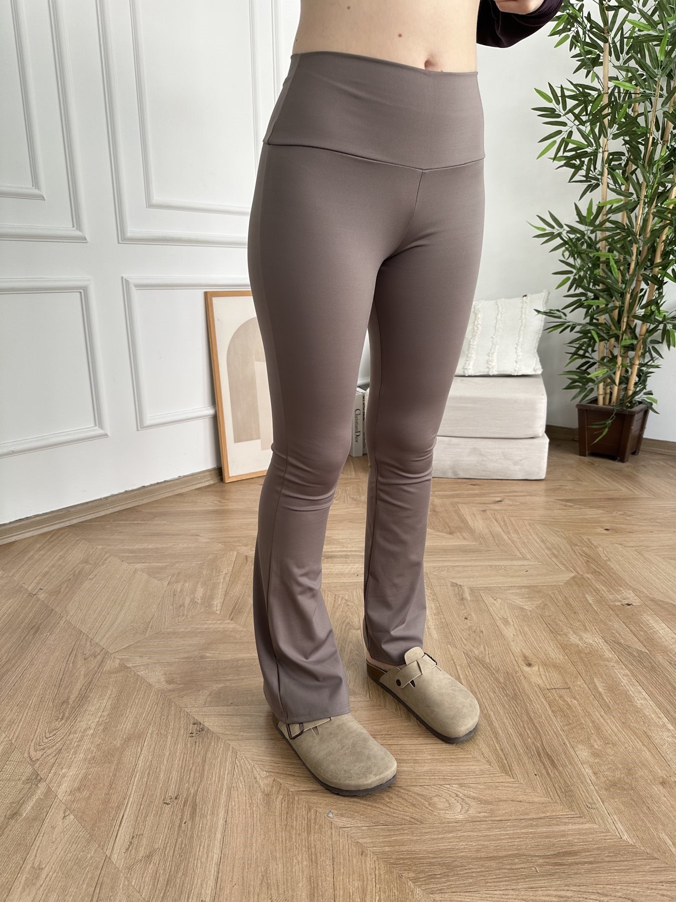 İspanyol Paça Tayt Pantolon Vizon