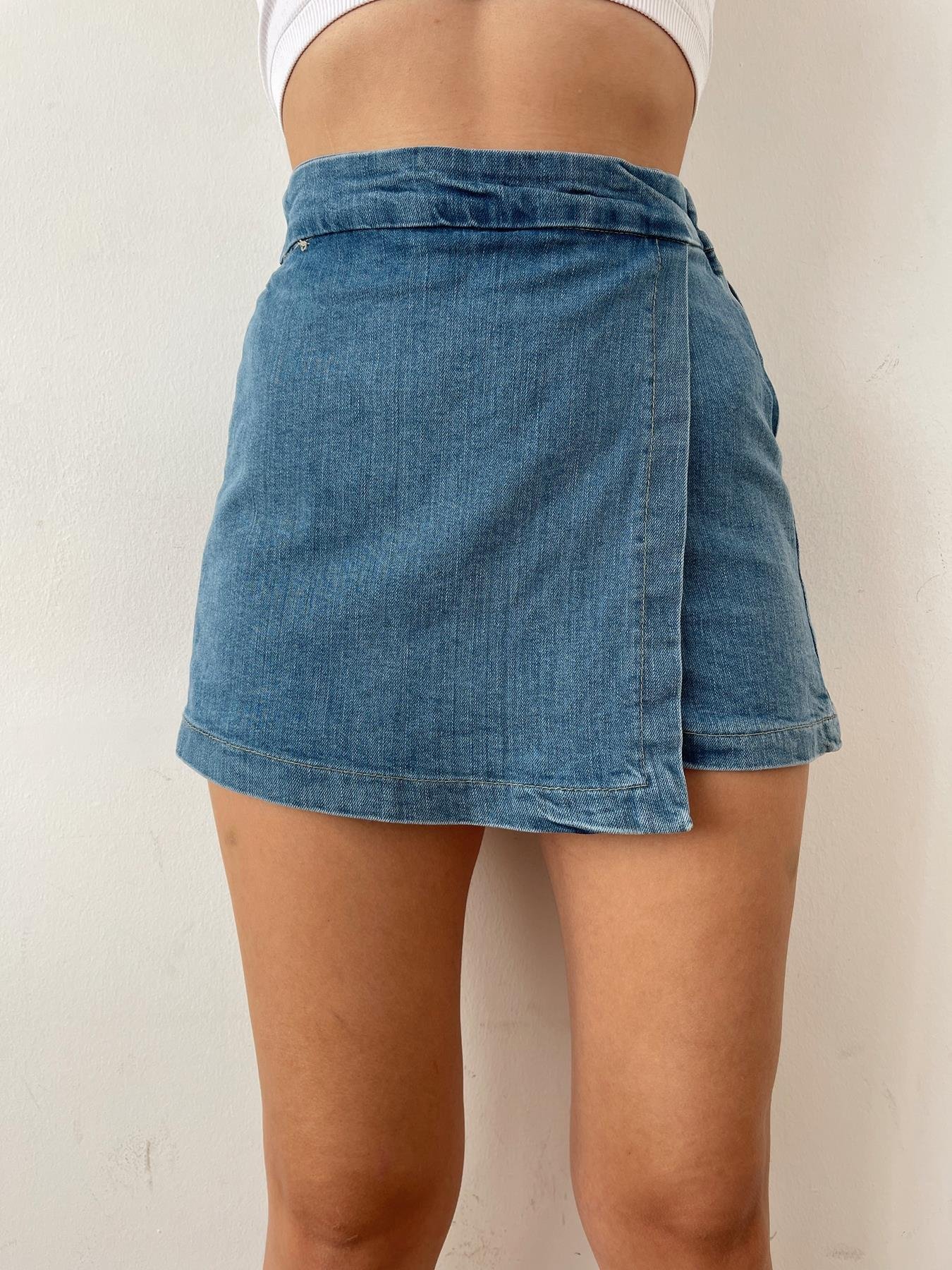 Jean Şort Etek MAVİ