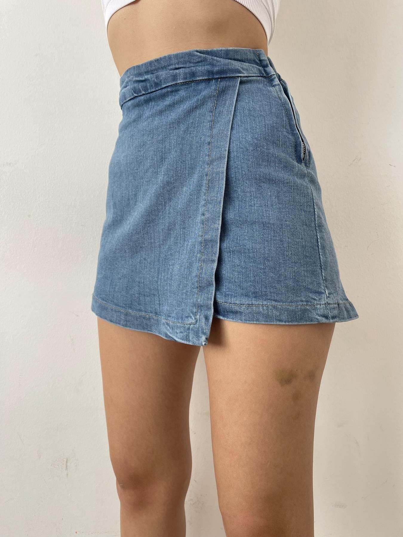 Jean Şort Etek MAVİ