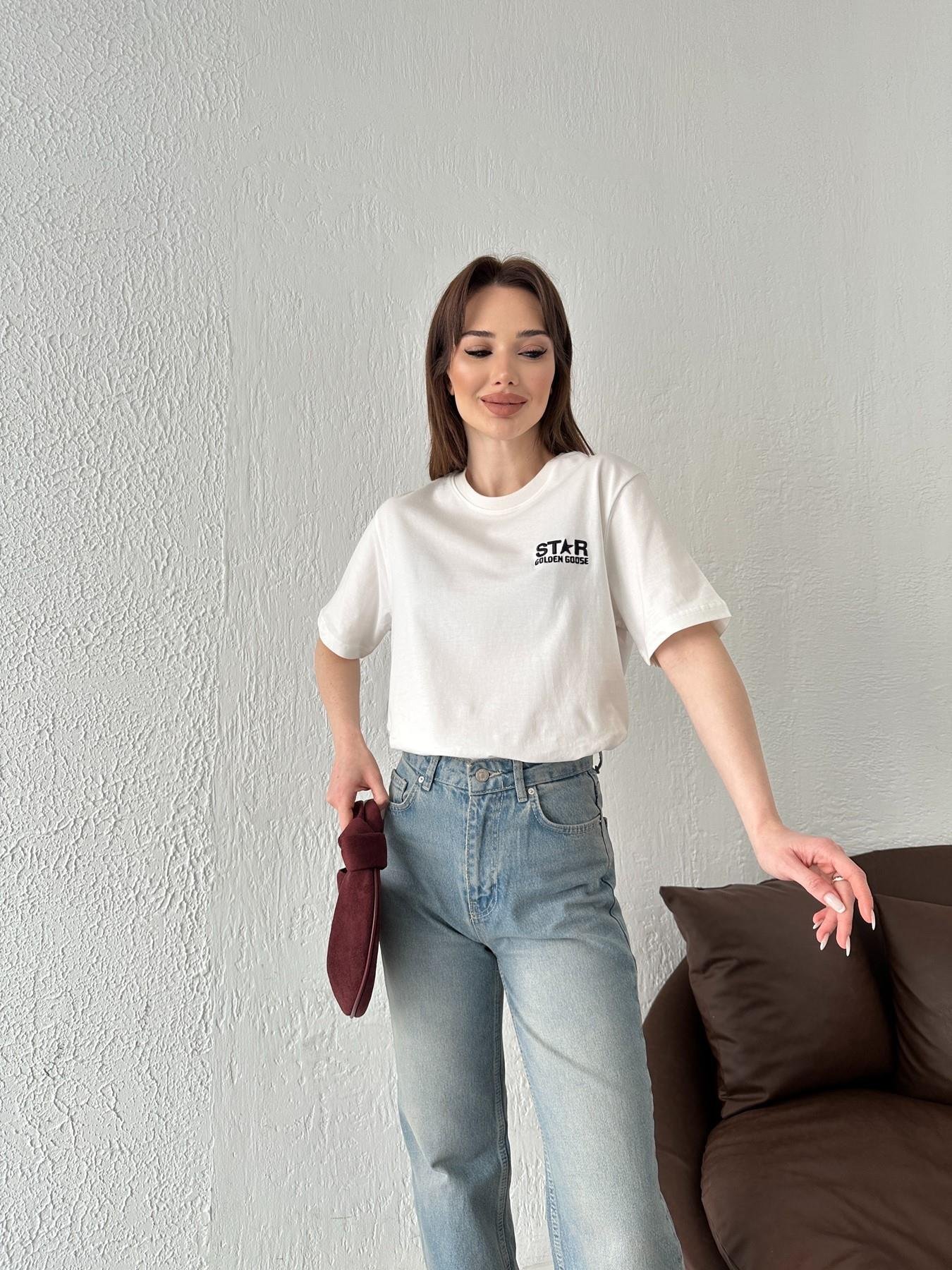 Kabartmalı Star Baskılı Tişört EKRU