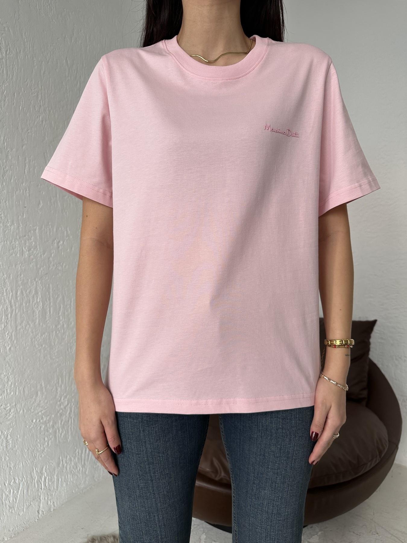 Kabartmalı Yazılı Tişört PEMBE