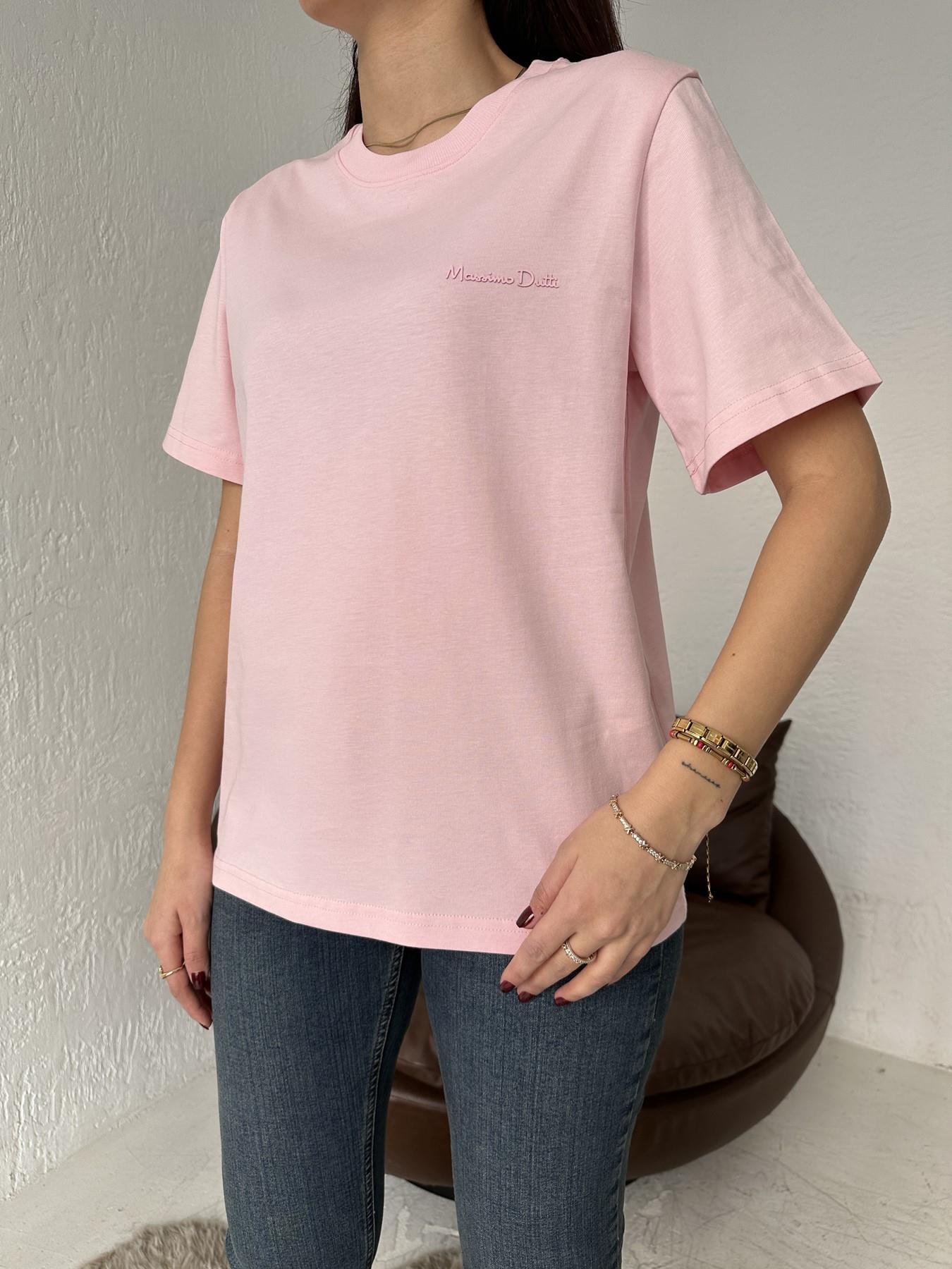 Kabartmalı Yazılı Tişört PEMBE