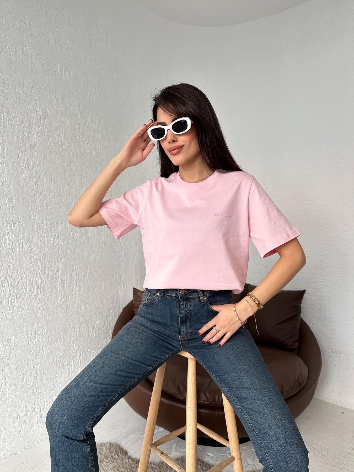 Kabartmalı Yazılı Tişört PEMBE