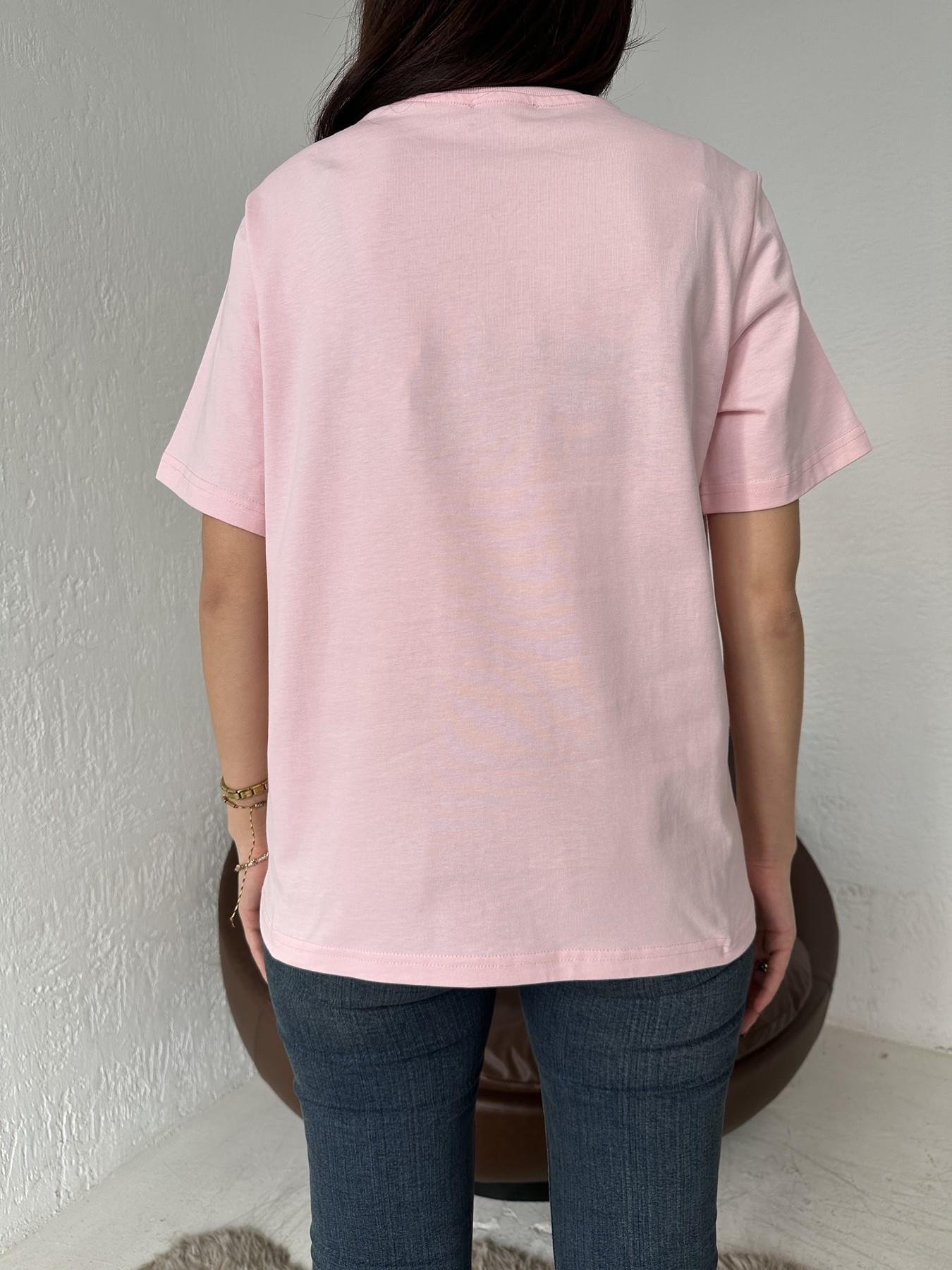 Kabartmalı Yazılı Tişört PEMBE