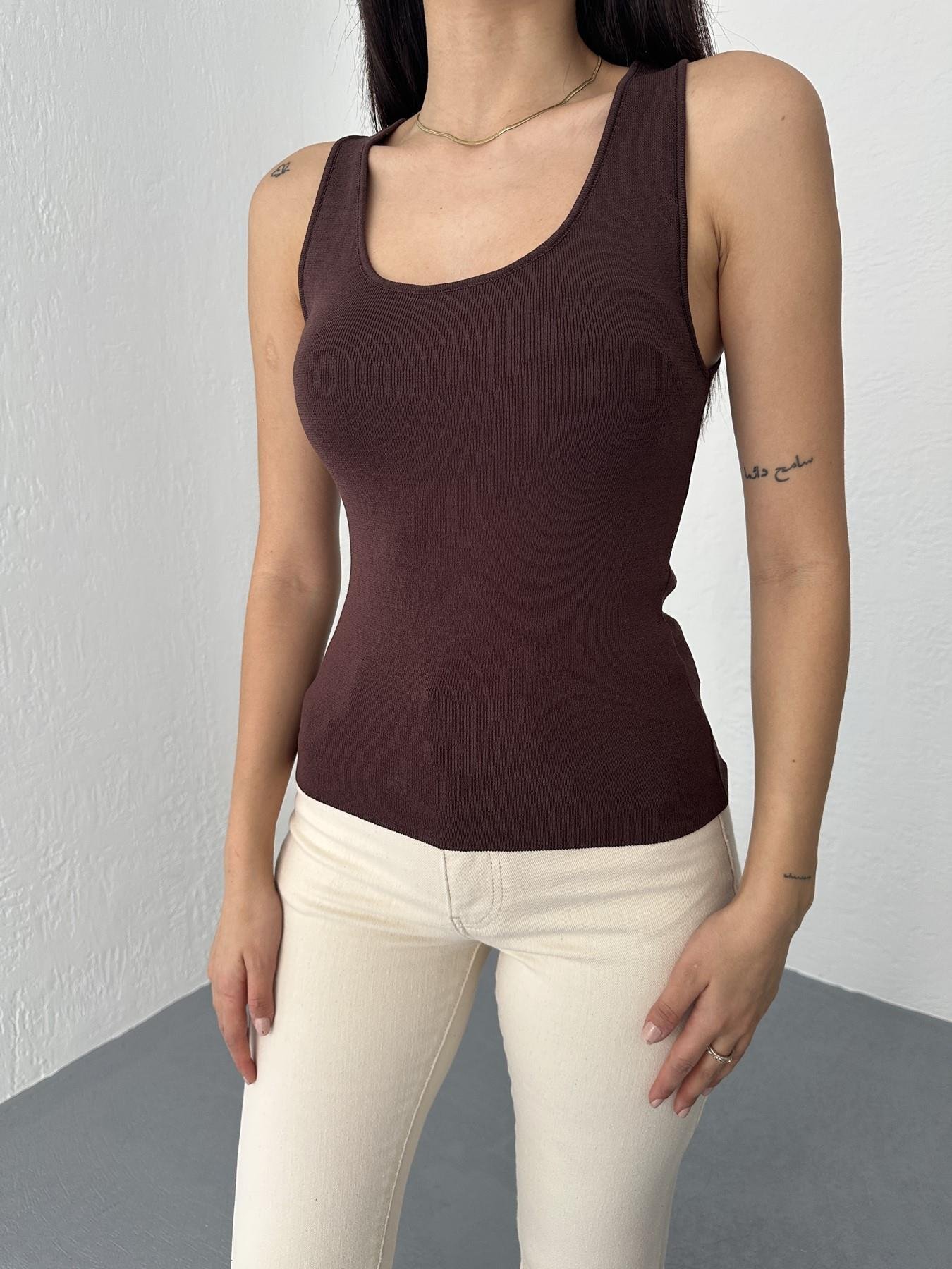 Kalın Askılı Basic Triko Kahve