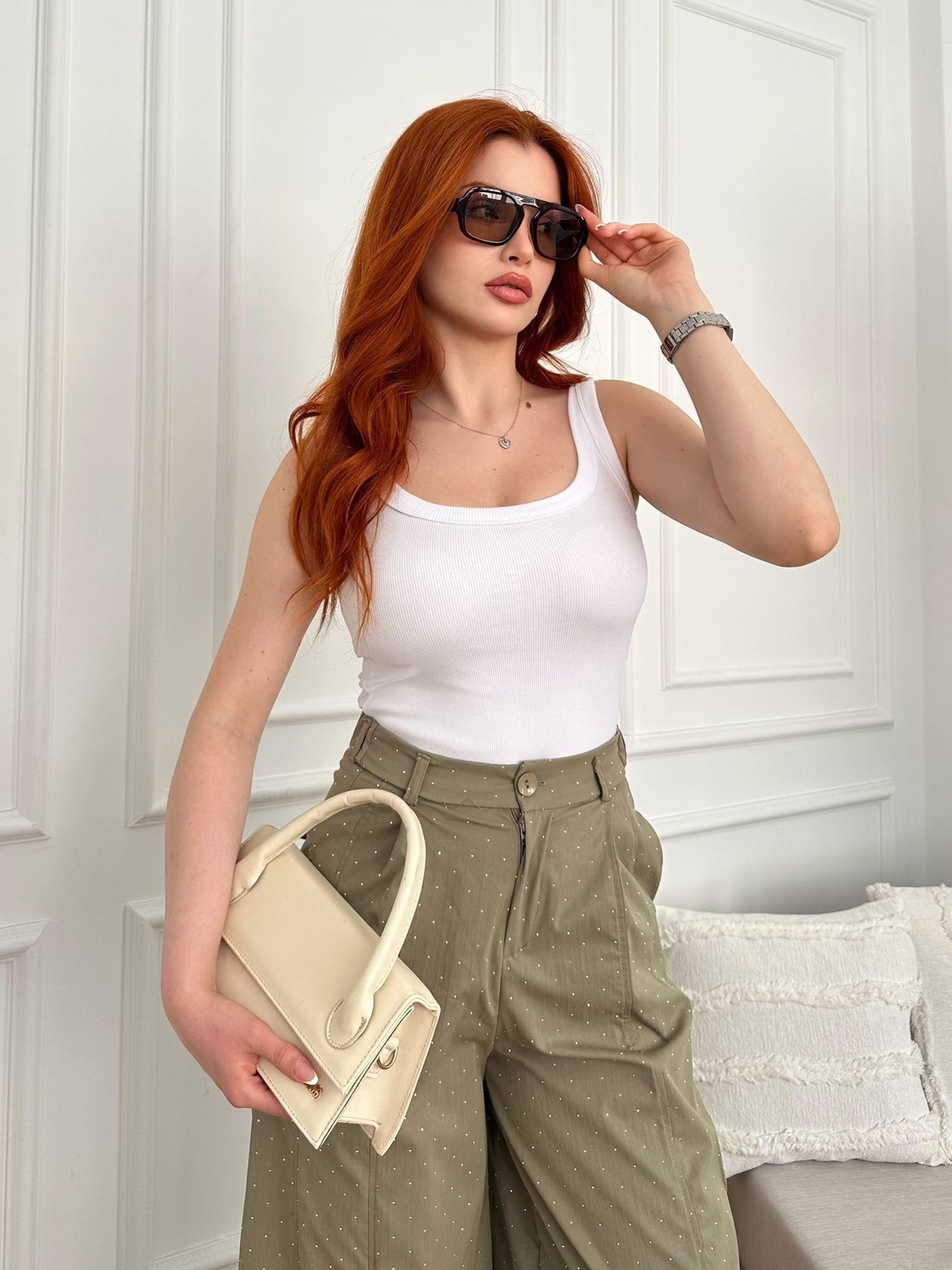 Kalın Askılı Fitilli Bodysuit Beyaz