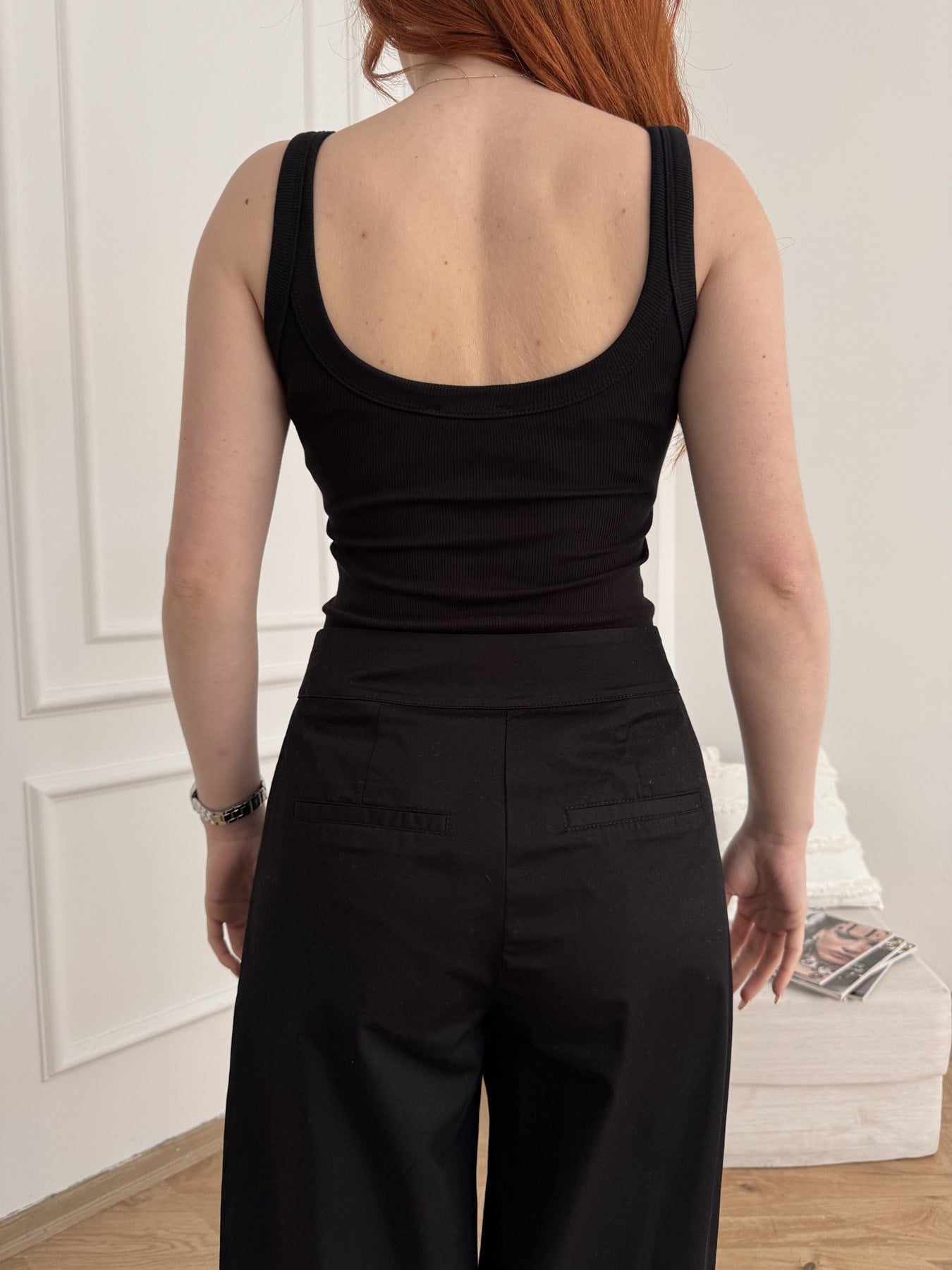 Kalın Askılı Fitilli Bodysuit Siyah