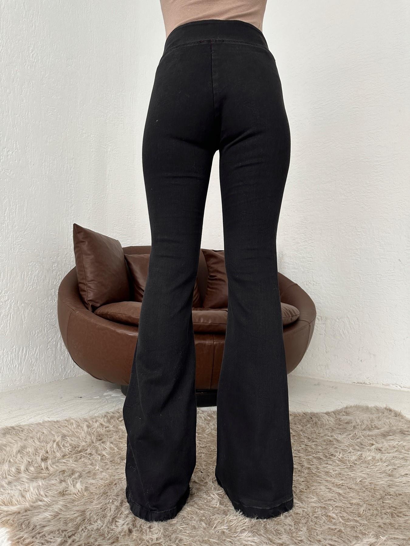 Kalın Kemerli Flare Pantolon SİYAH