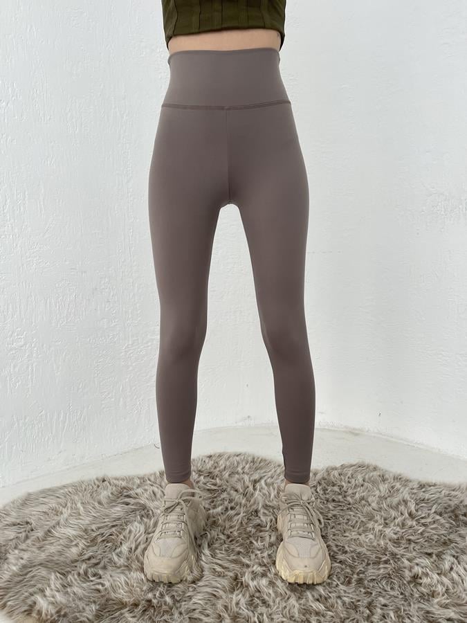 Kalın Lastikli Sporcu Tayt VİZON