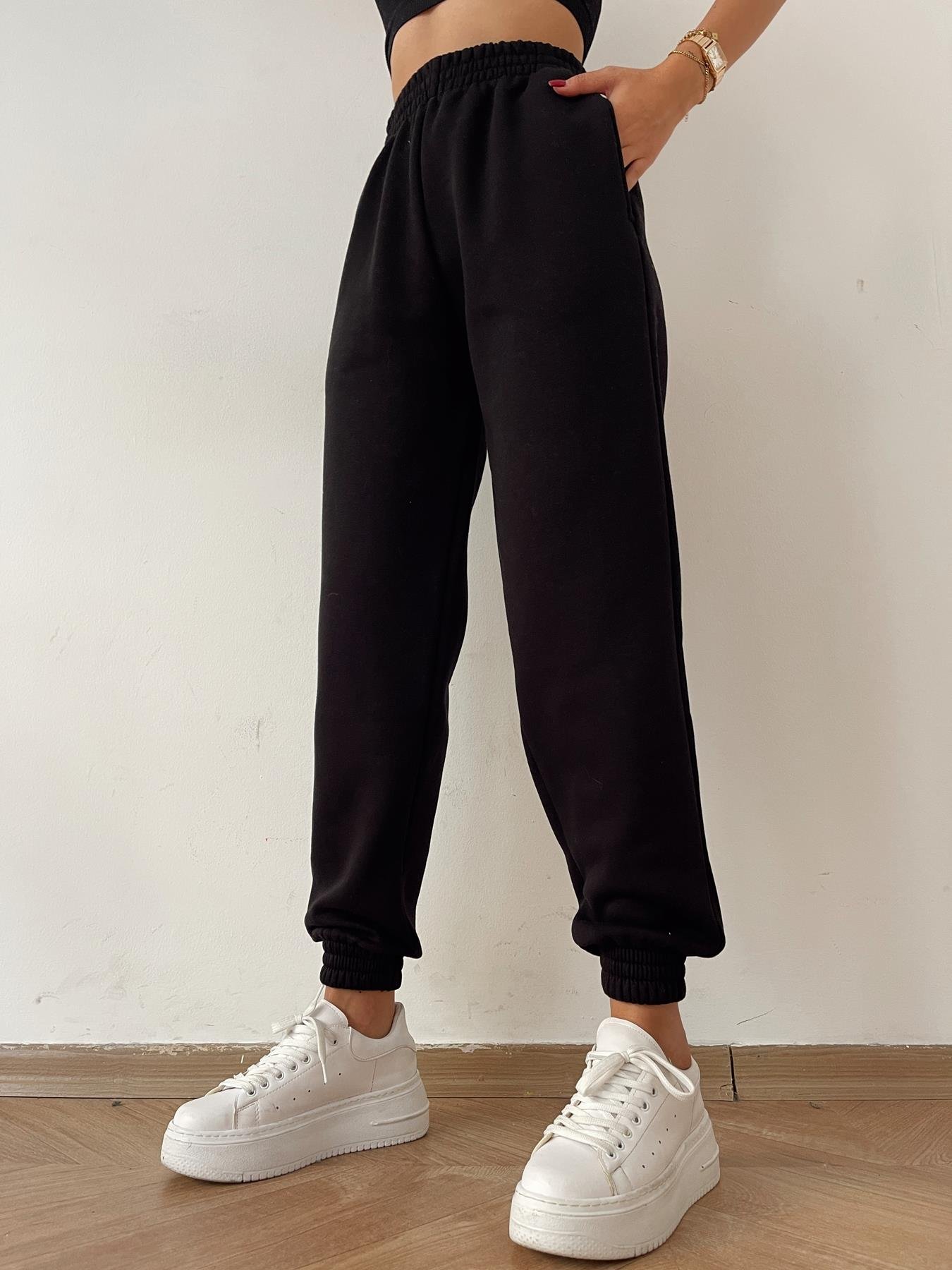 Kalın Paça 3 İplik Eşofman Altı SİYAH