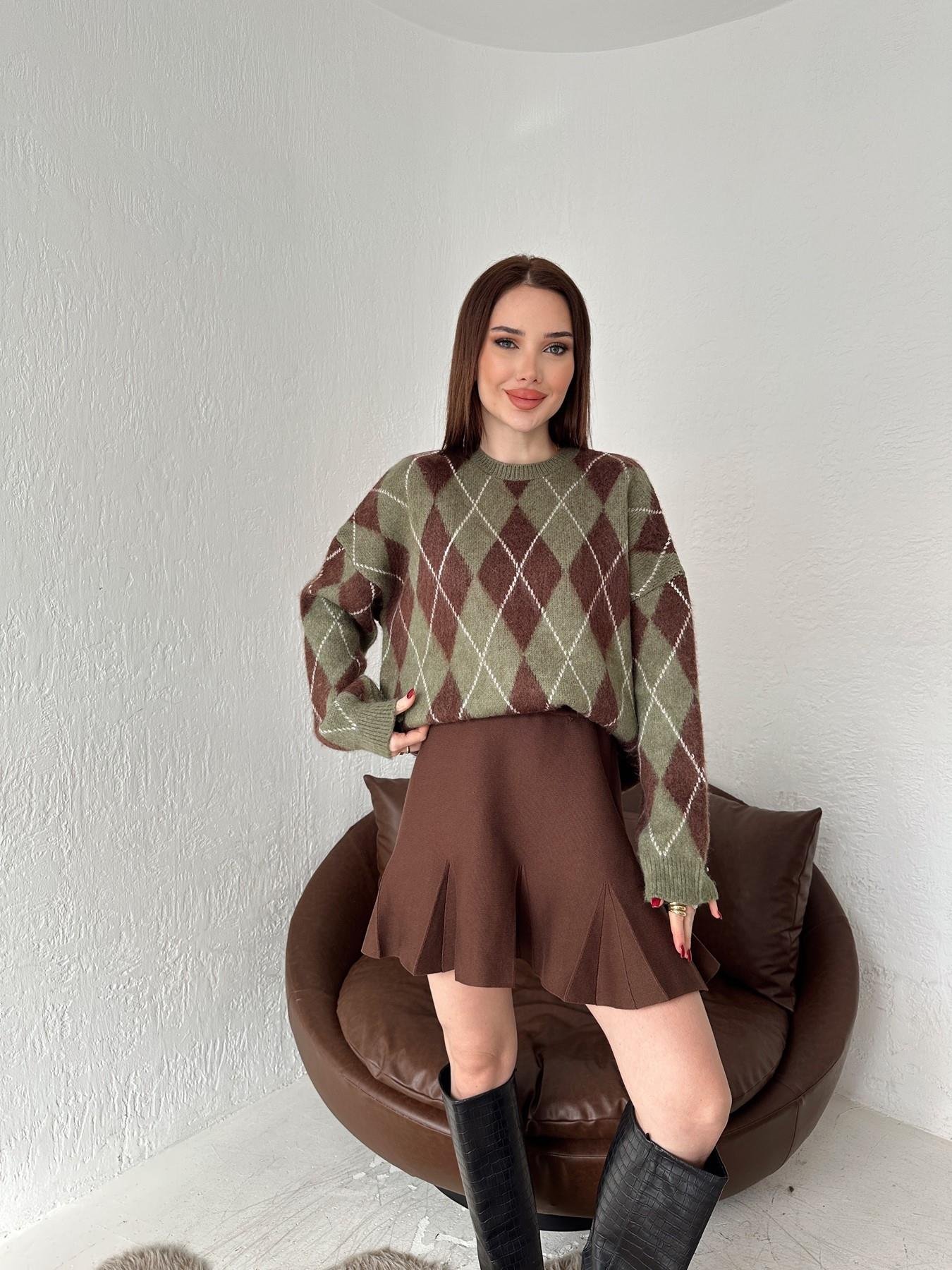 Kalın Pileli Triko Etek KAHVE