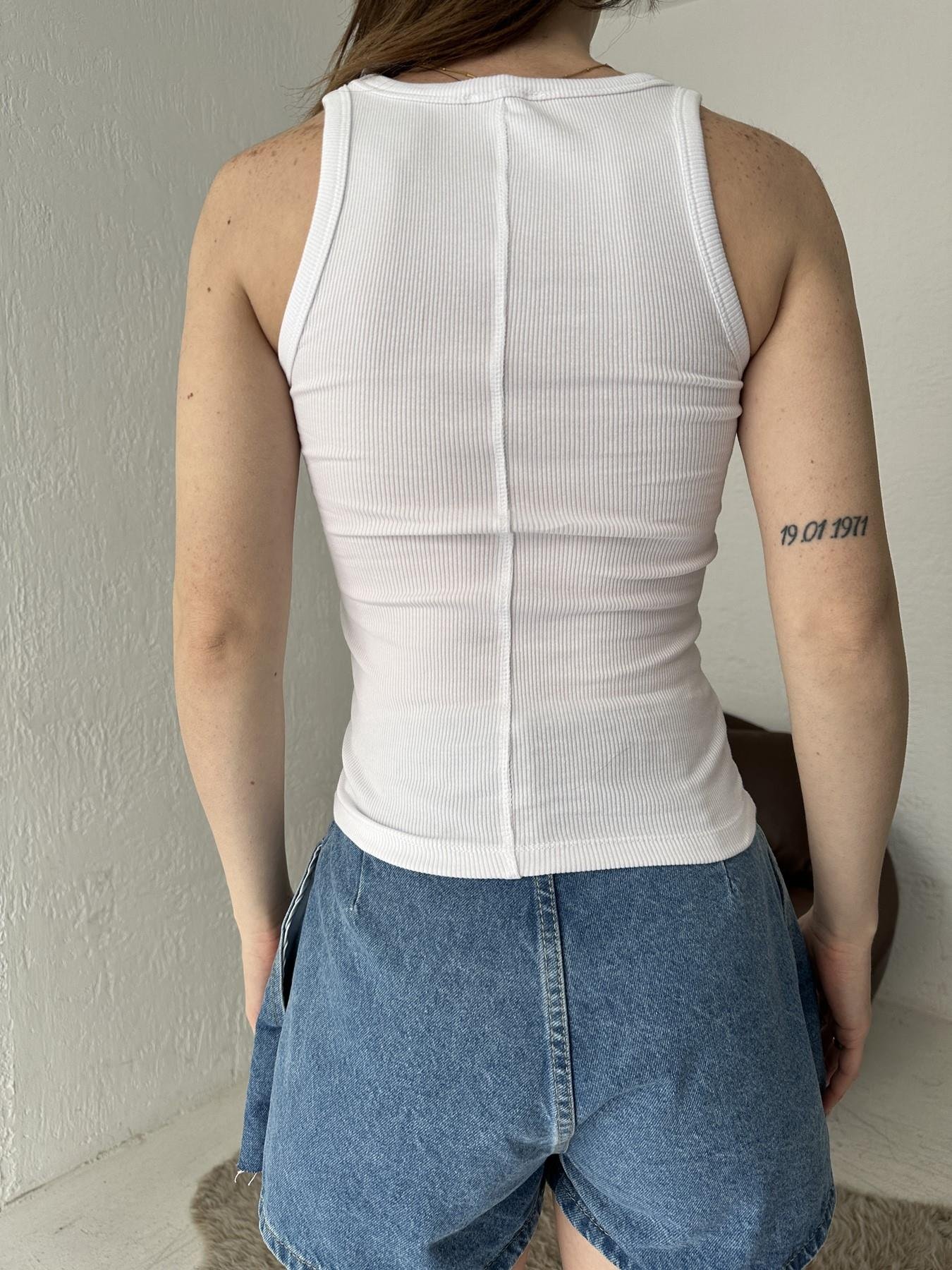 Kalp Nakışlı Atlet BEYAZ