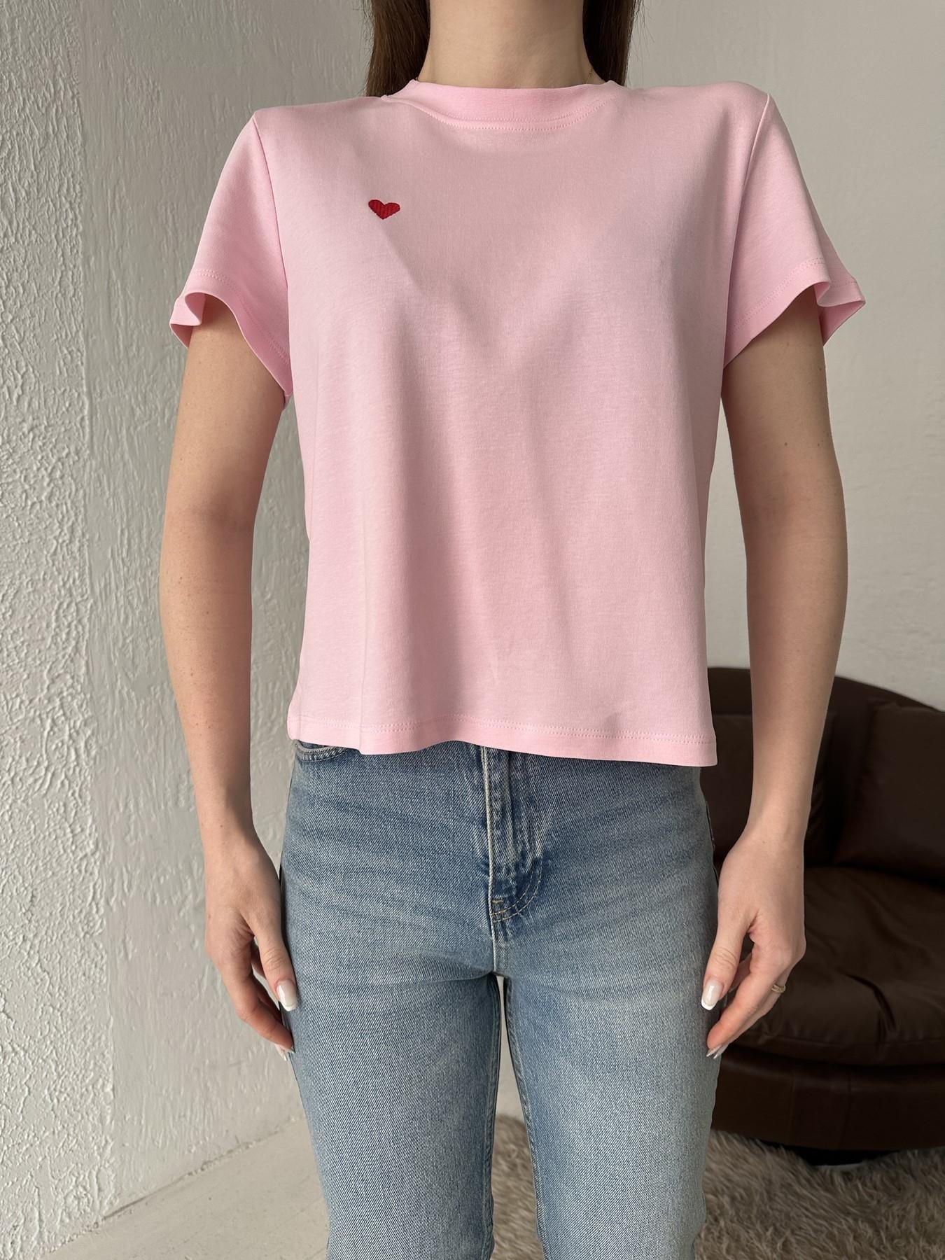 Kalp Nakışlı Tişört AÇIK PEMBE