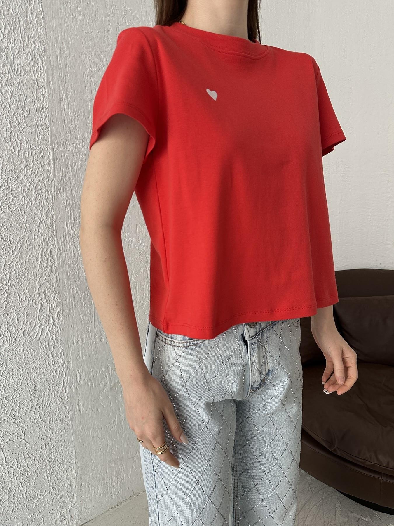 Kalp Nakışlı Tişört KIRMIZI