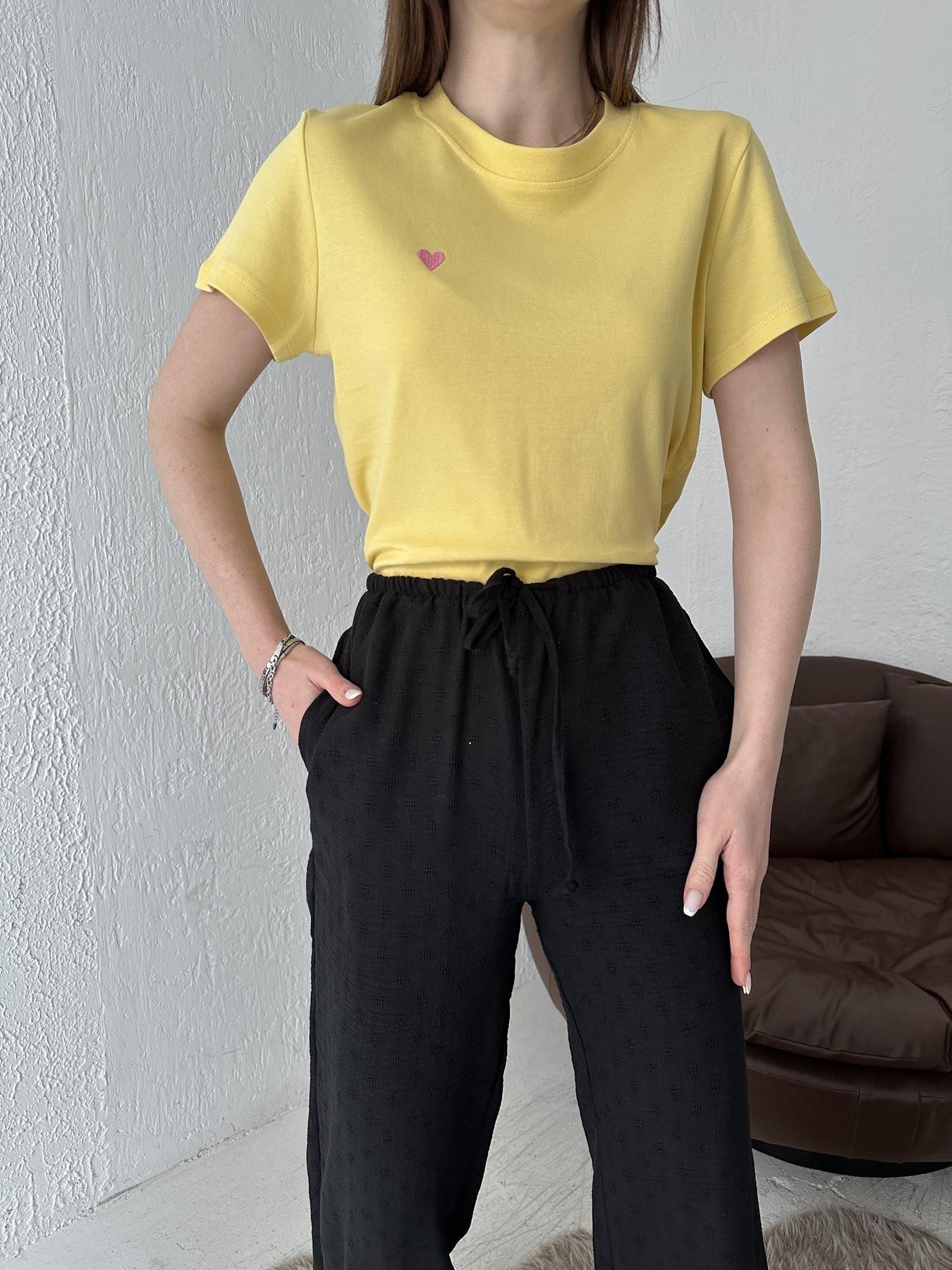 Kalp Nakışlı Tişört SARI