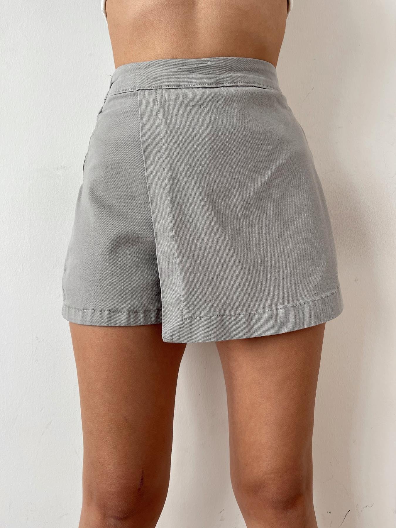 Kapaklı Şort Etek GRİ