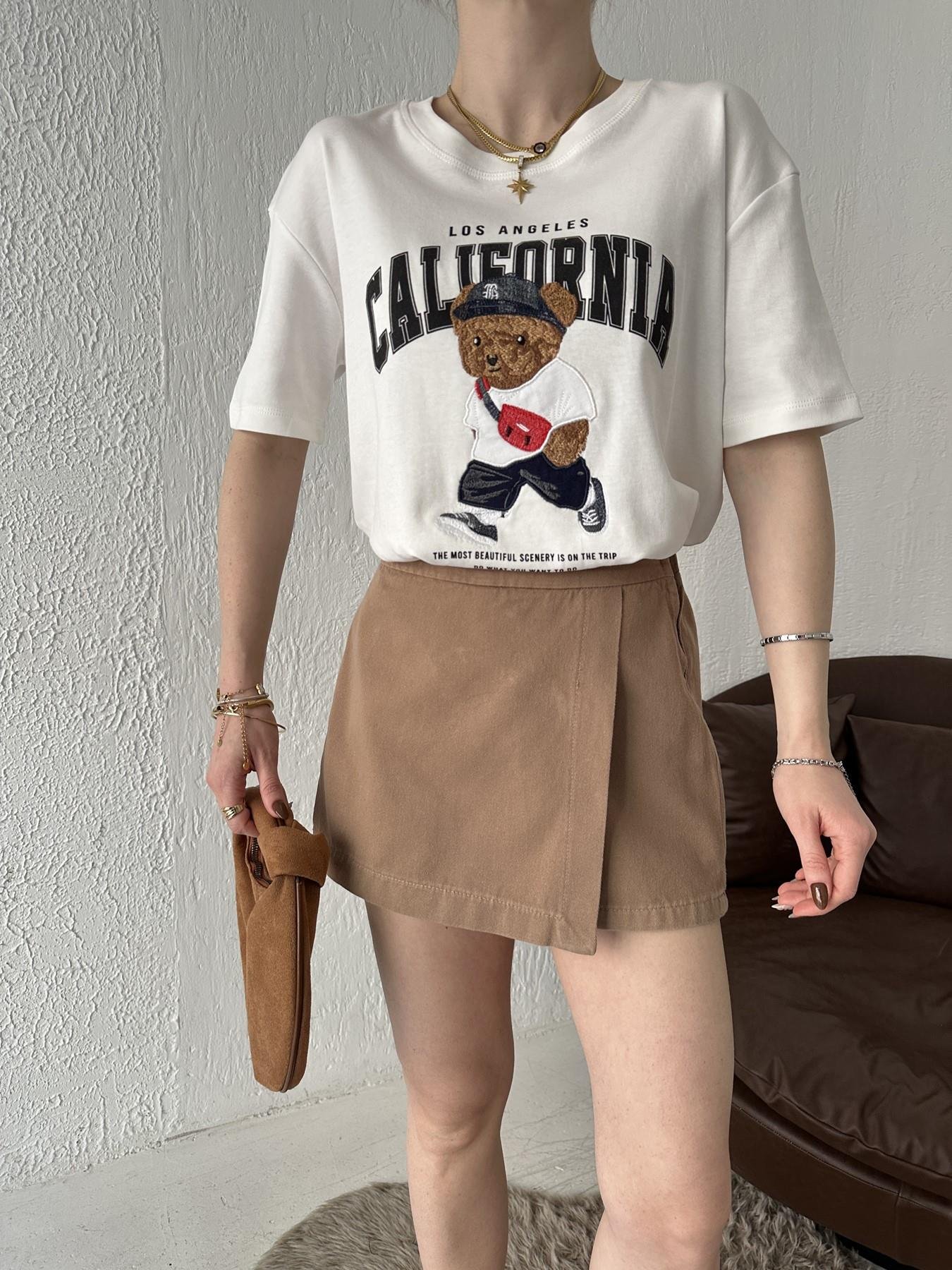 Kapaklı Şort Etek VİZON