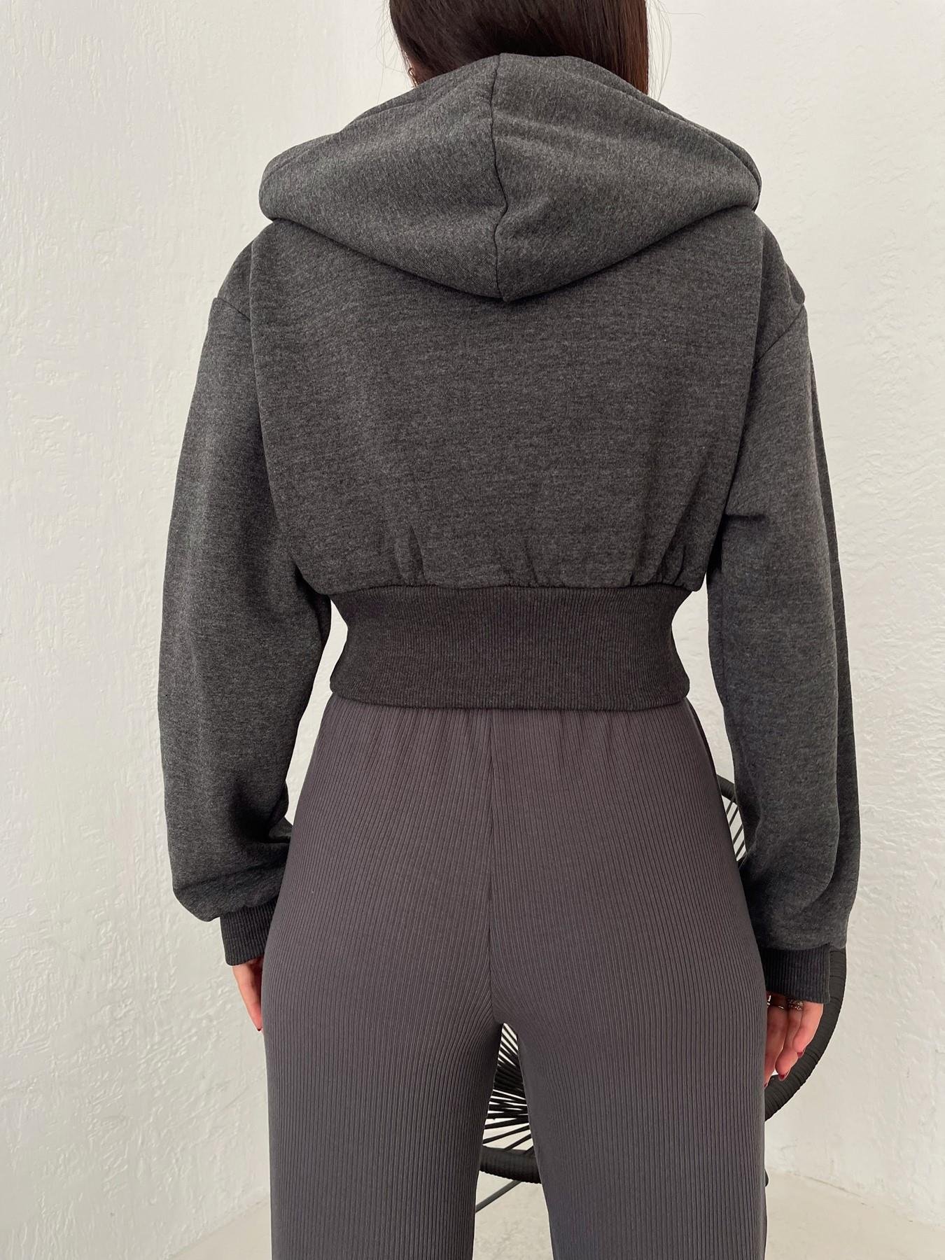 Kapüşonlu Crop Sweatshirt ANTRASİT