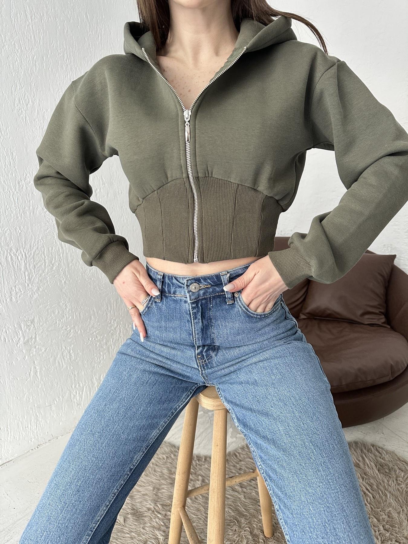 Kapüşonlu Crop Sweatshirt HAKİ