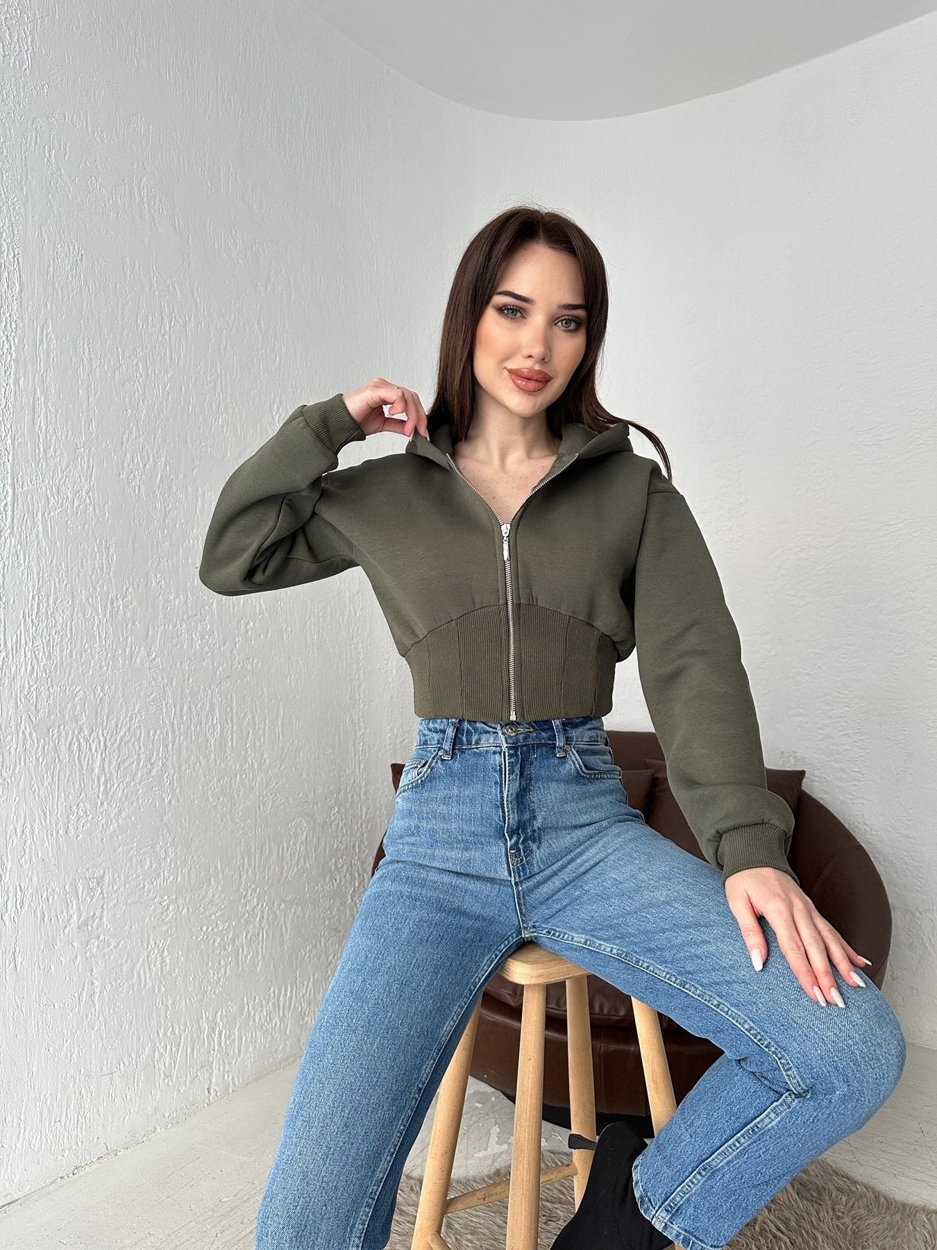 Kapüşonlu Crop Sweatshirt HAKİ