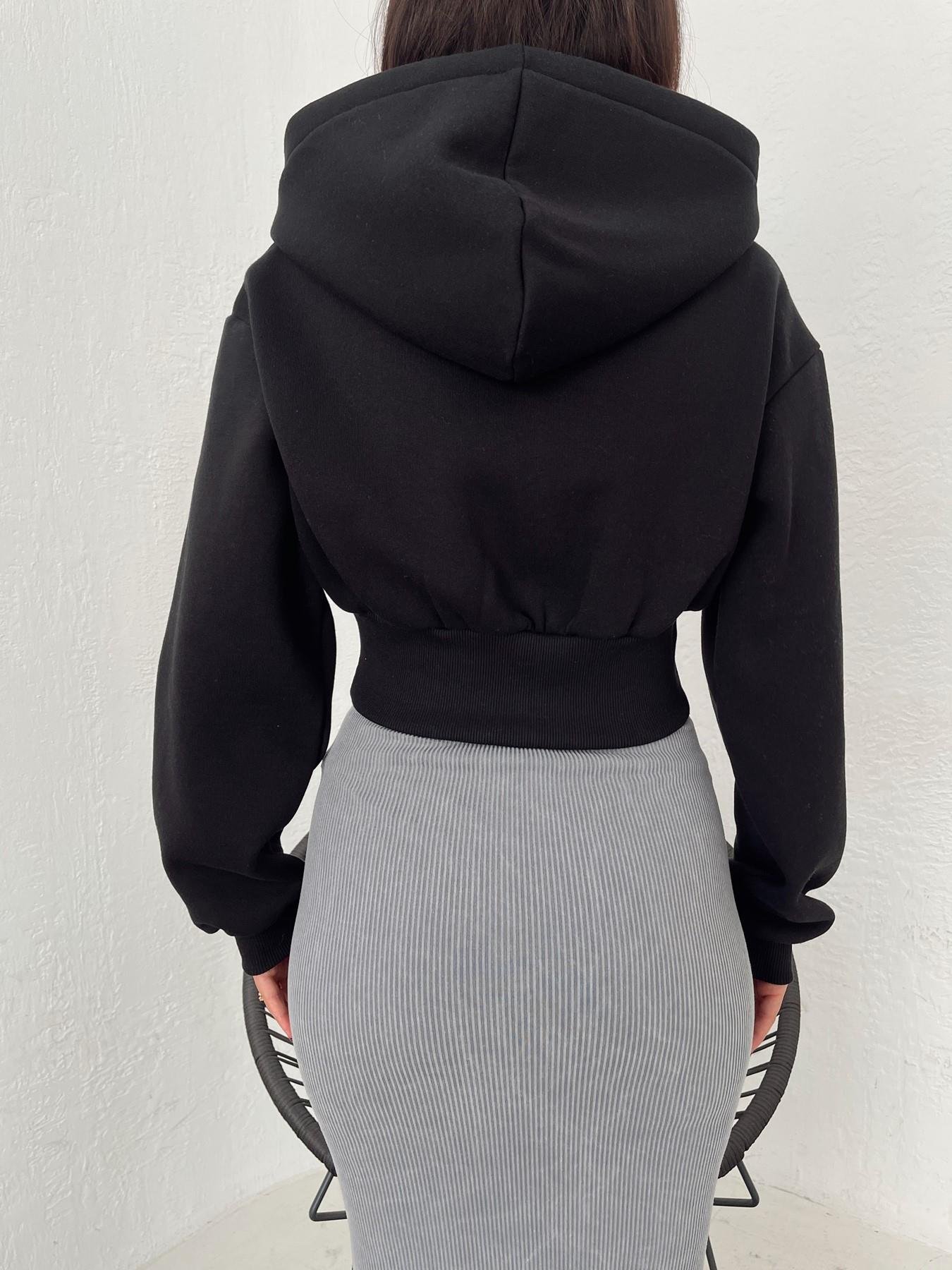 Kapüşonlu Crop Sweatshirt SİYAH