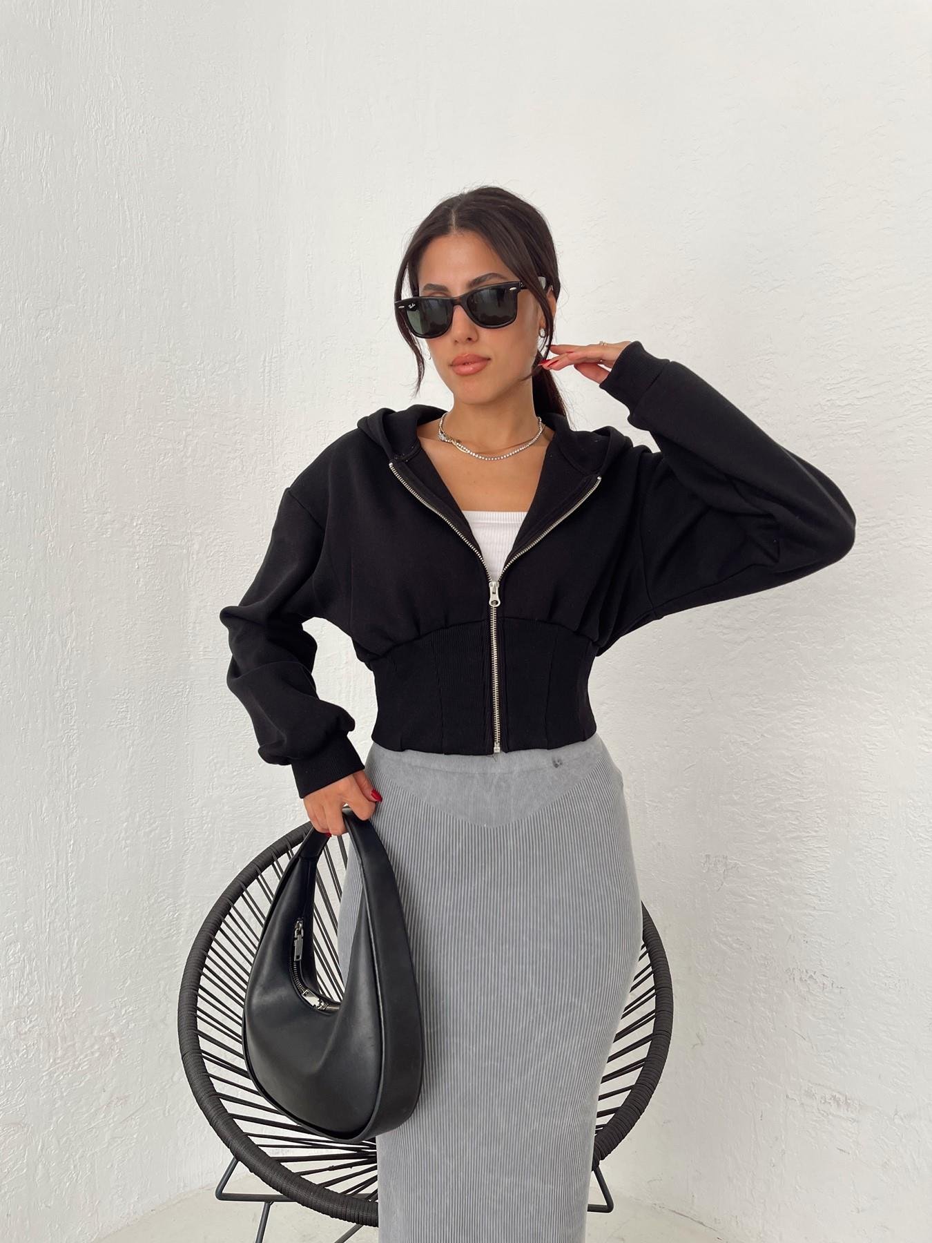 Kapüşonlu Crop Sweatshirt SİYAH