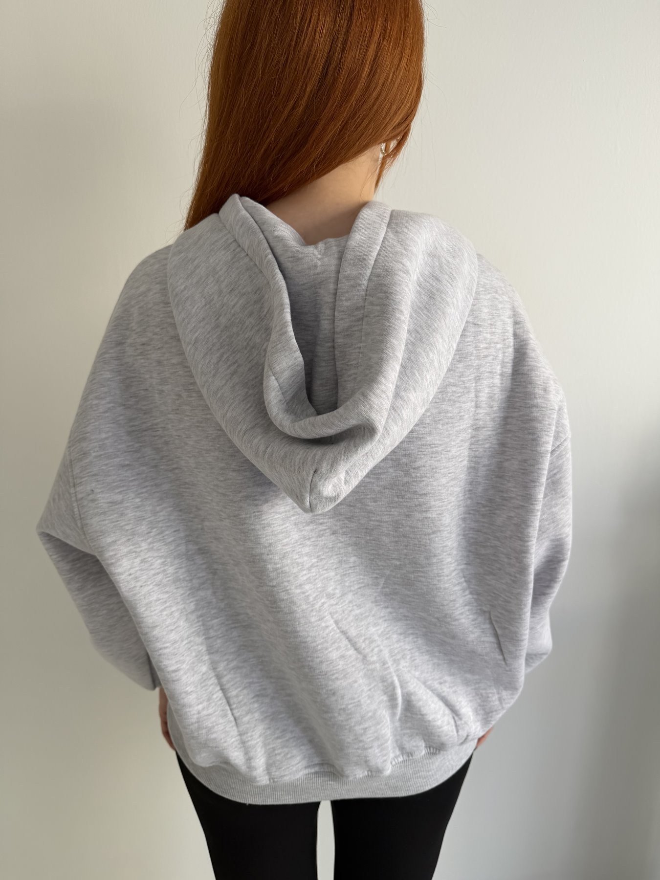 Kapüşonlu Fermuarlı Sweatshirt Gri melanj