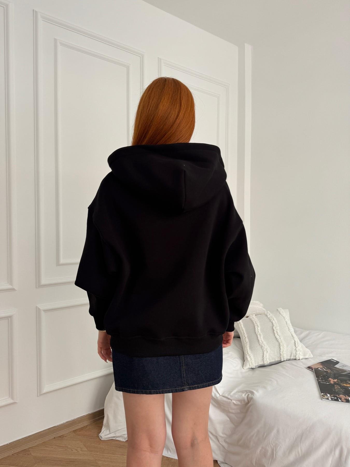 Kapüşonlu Fermuarlı Sweatshirt Siyah