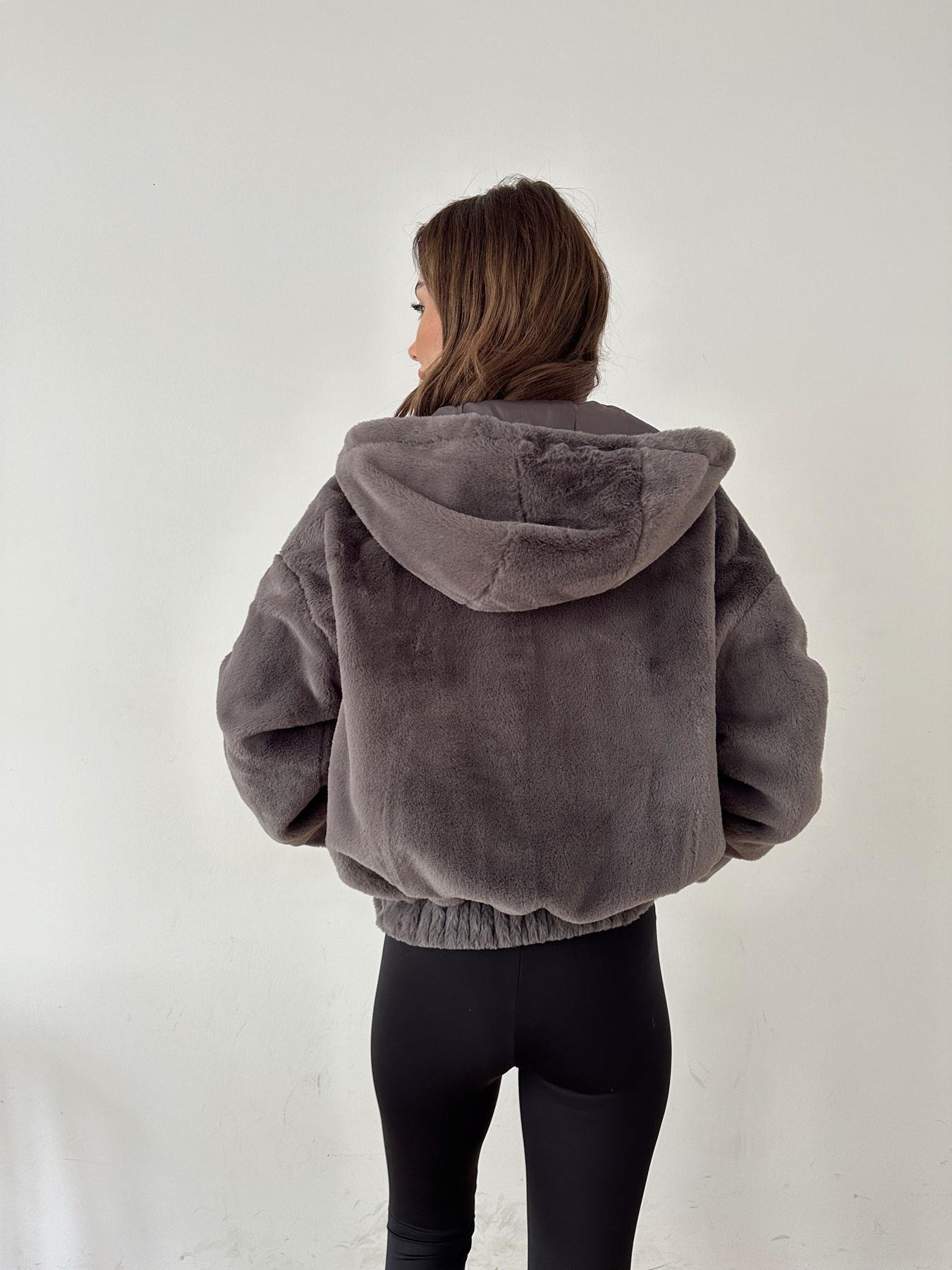 Kapüşonlu Kısa Peluş Mont ANTRASİT