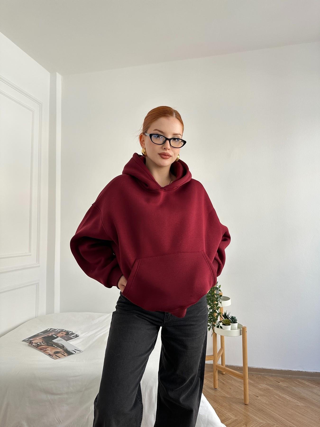 Kapüşonlu Sweatshirt Bordo