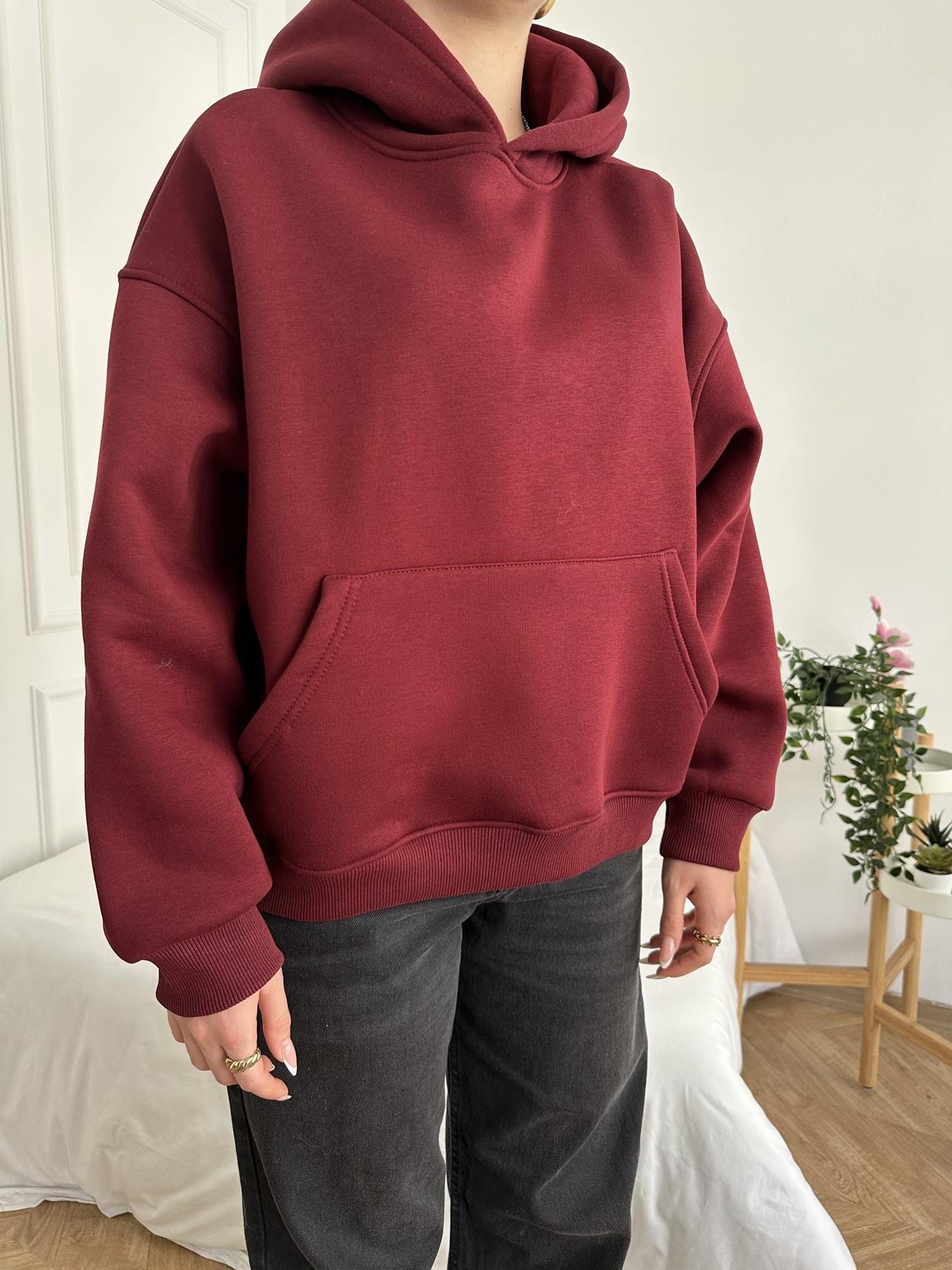 Kapüşonlu Sweatshirt Bordo