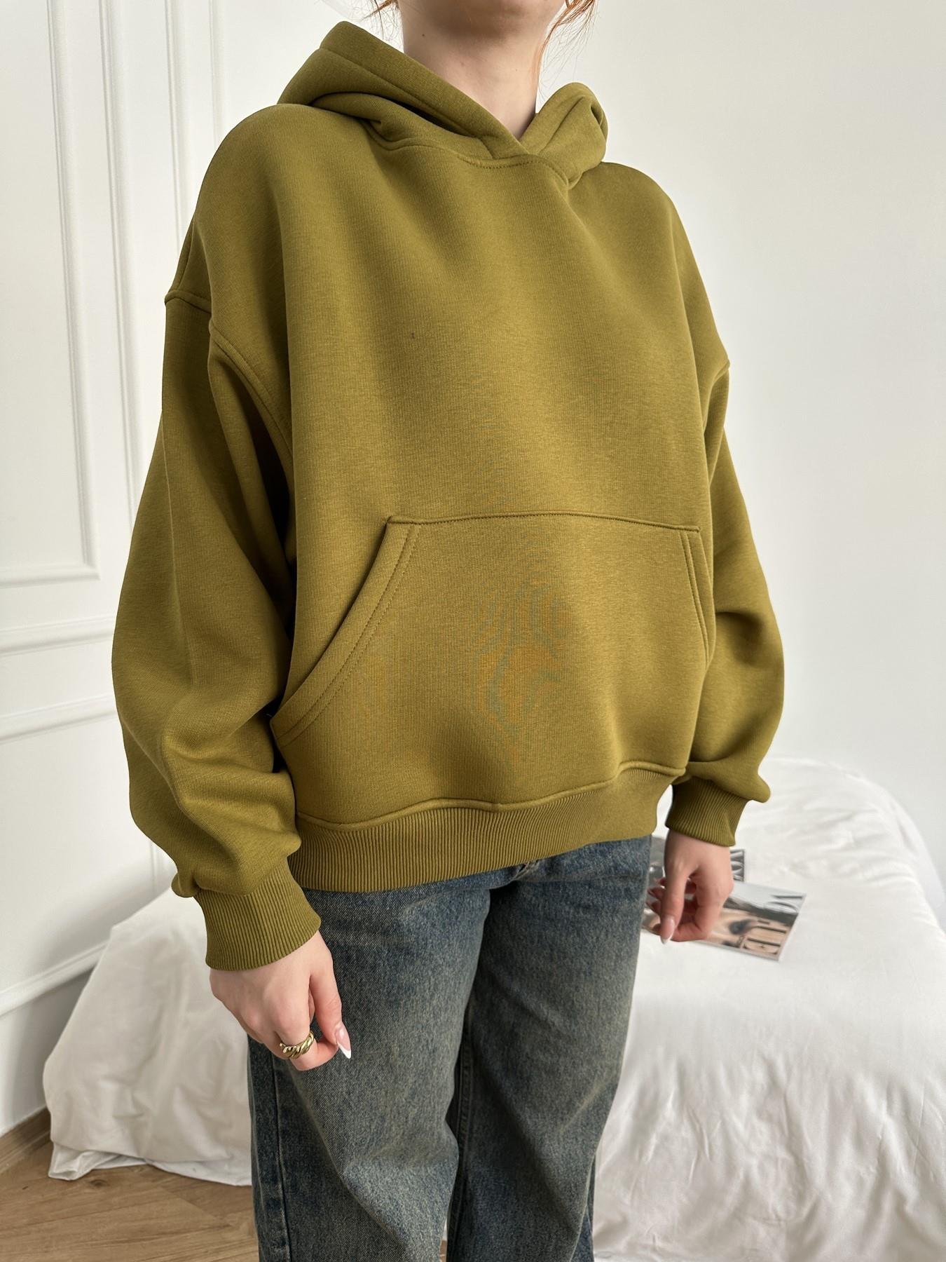 Kapüşonlu Sweatshirt Yağ yeşili