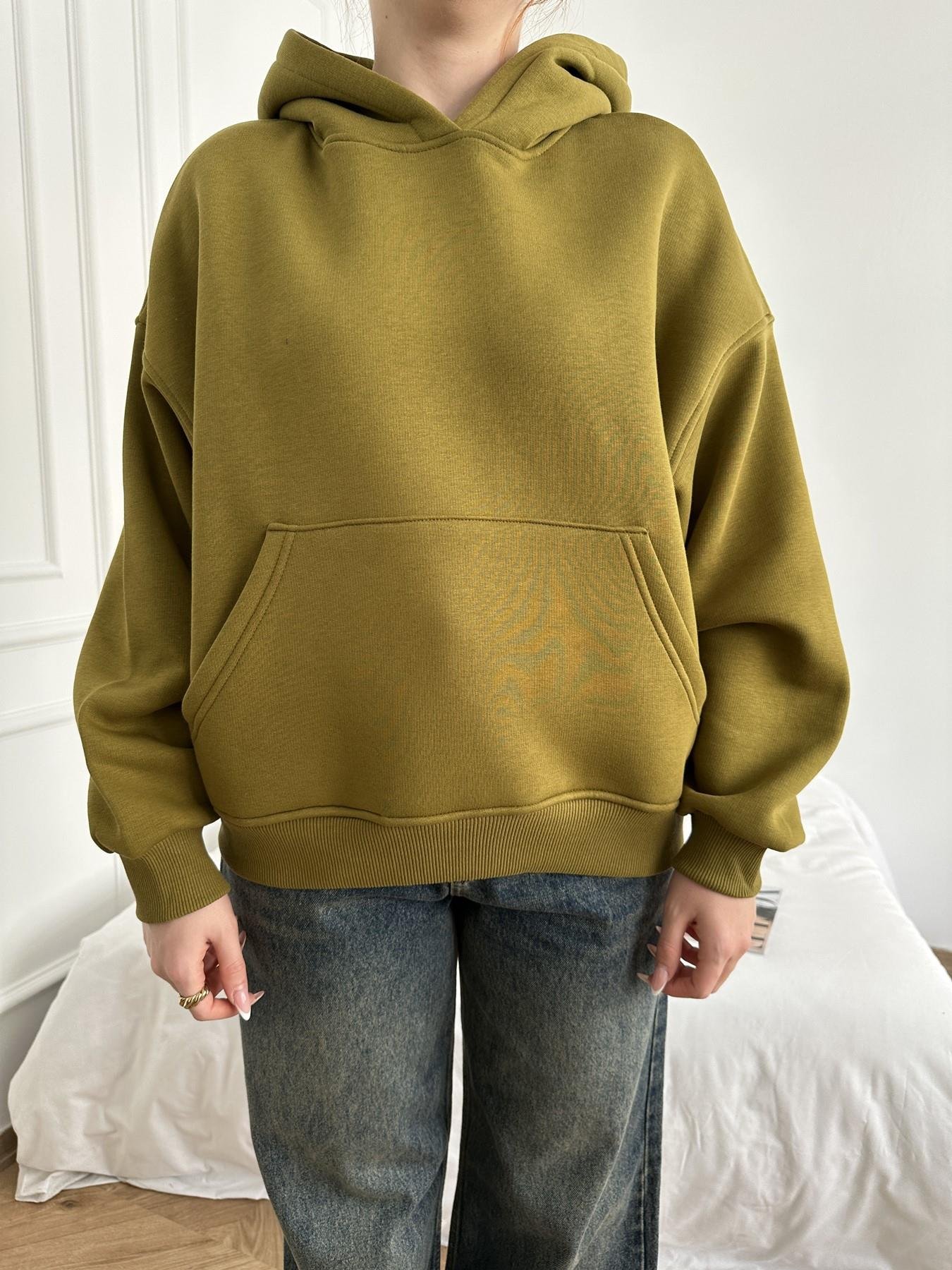 Kapüşonlu Sweatshirt Yağ yeşili
