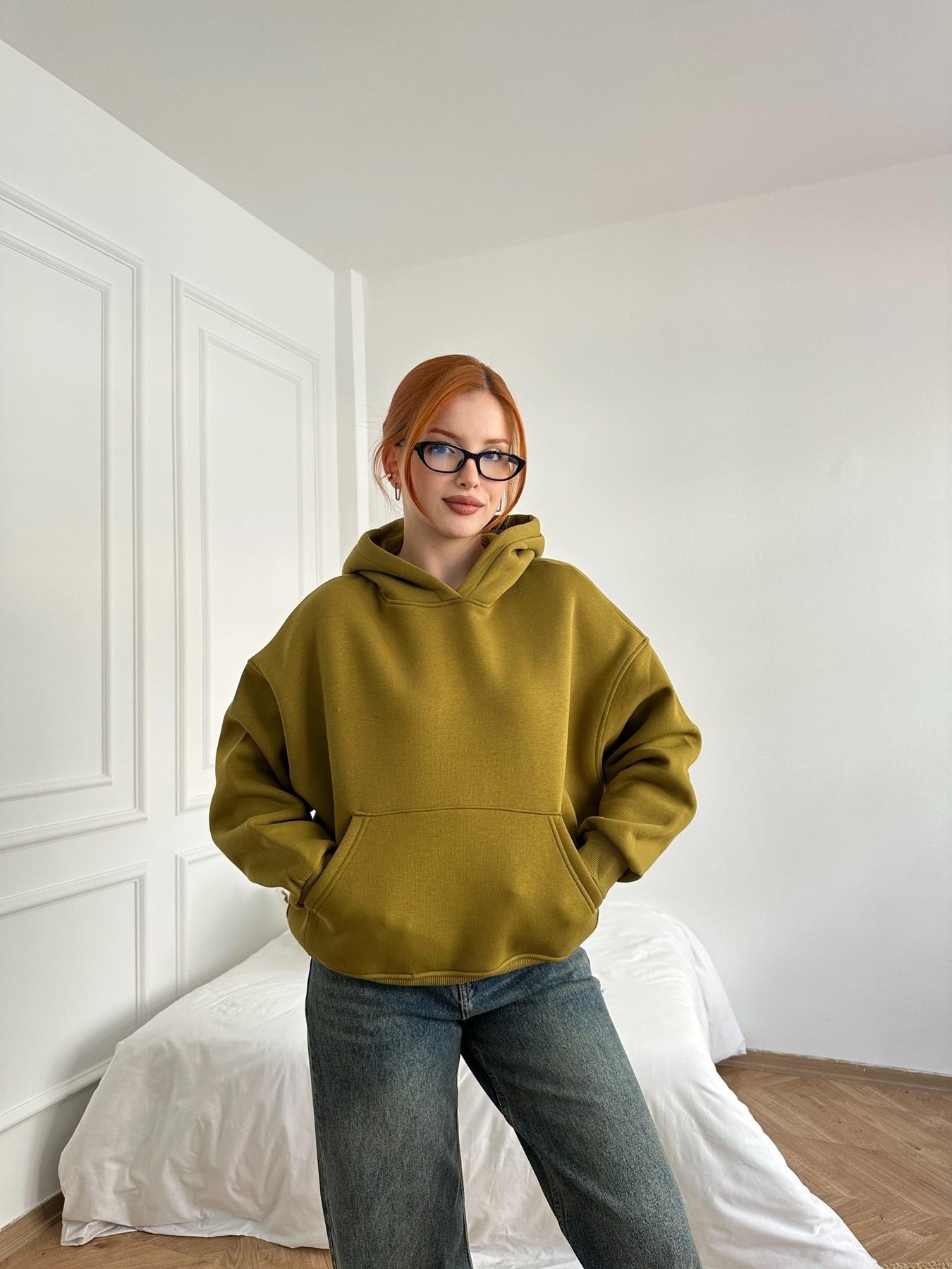 Kapüşonlu Sweatshirt Yağ yeşili