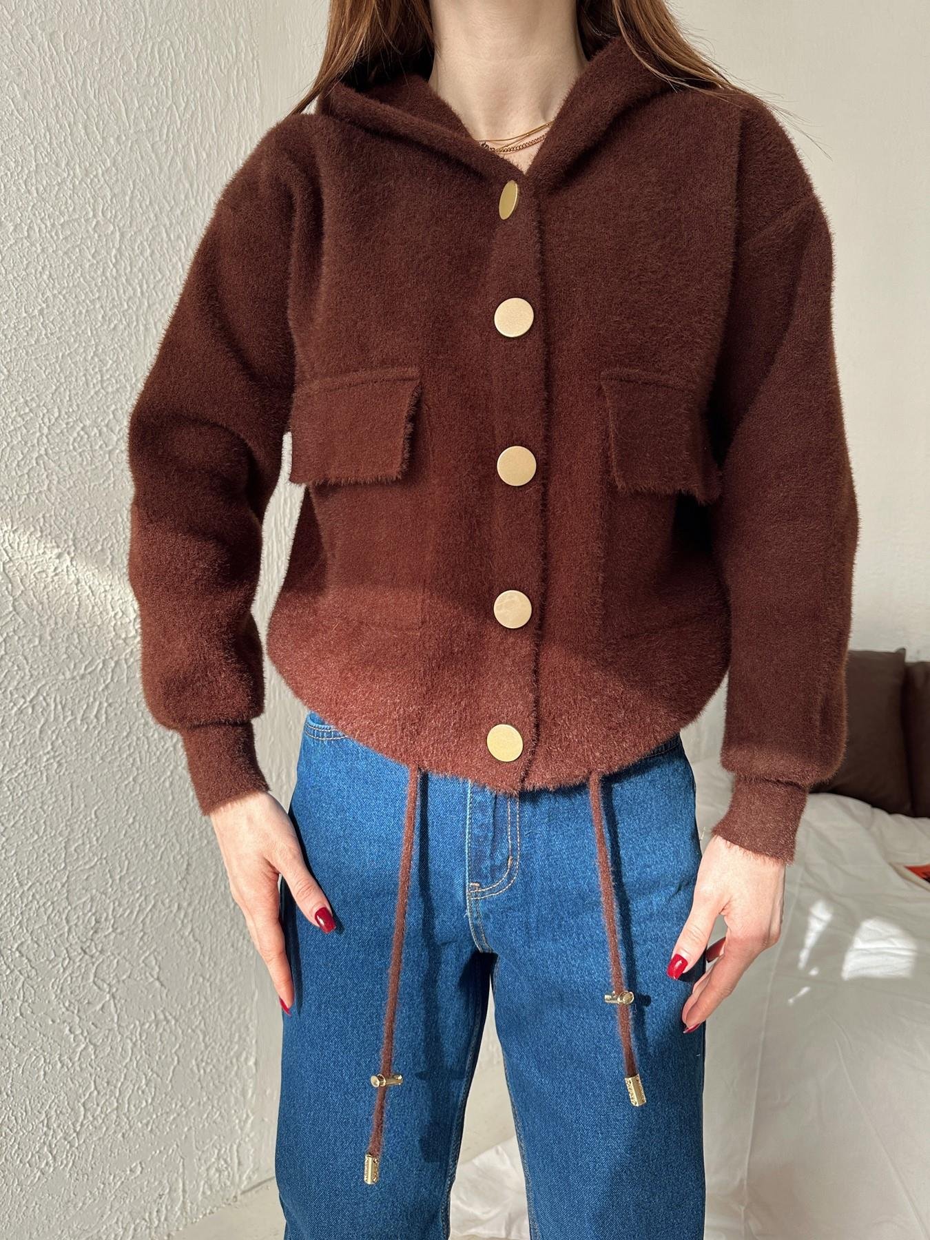 Kapüşonlu Yumoş Ceket KAHVE