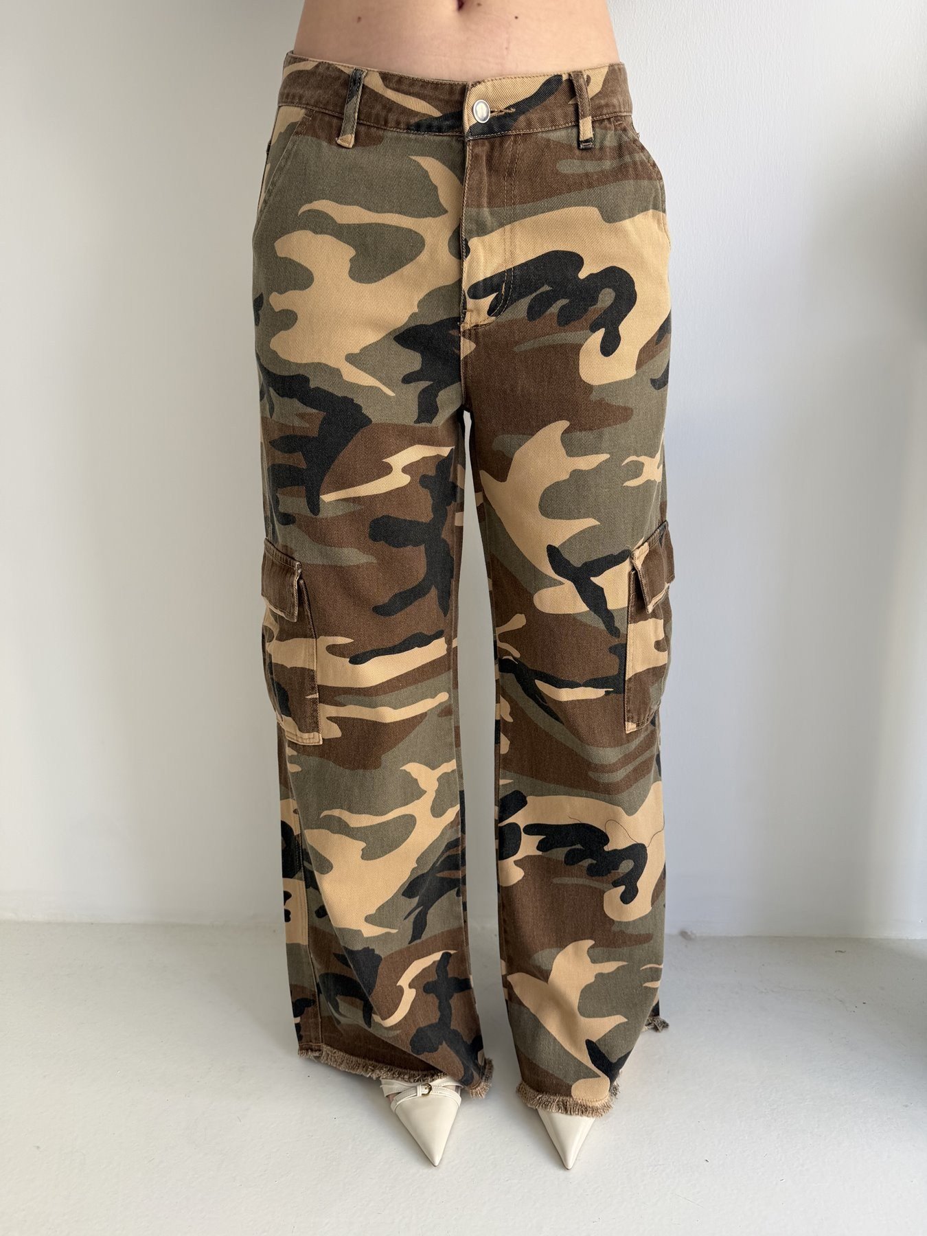 Kargo Cep Kamuflaj Pantolon Kamuflaj