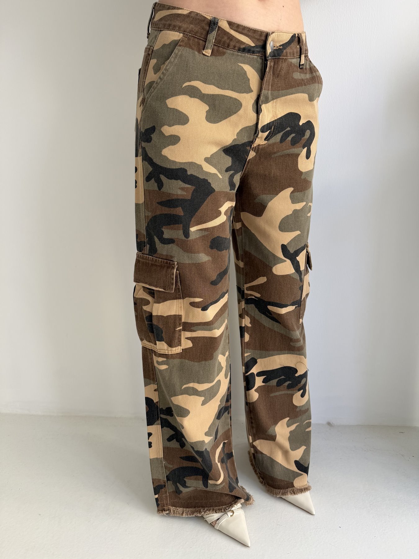 Kargo Cep Kamuflaj Pantolon Kamuflaj