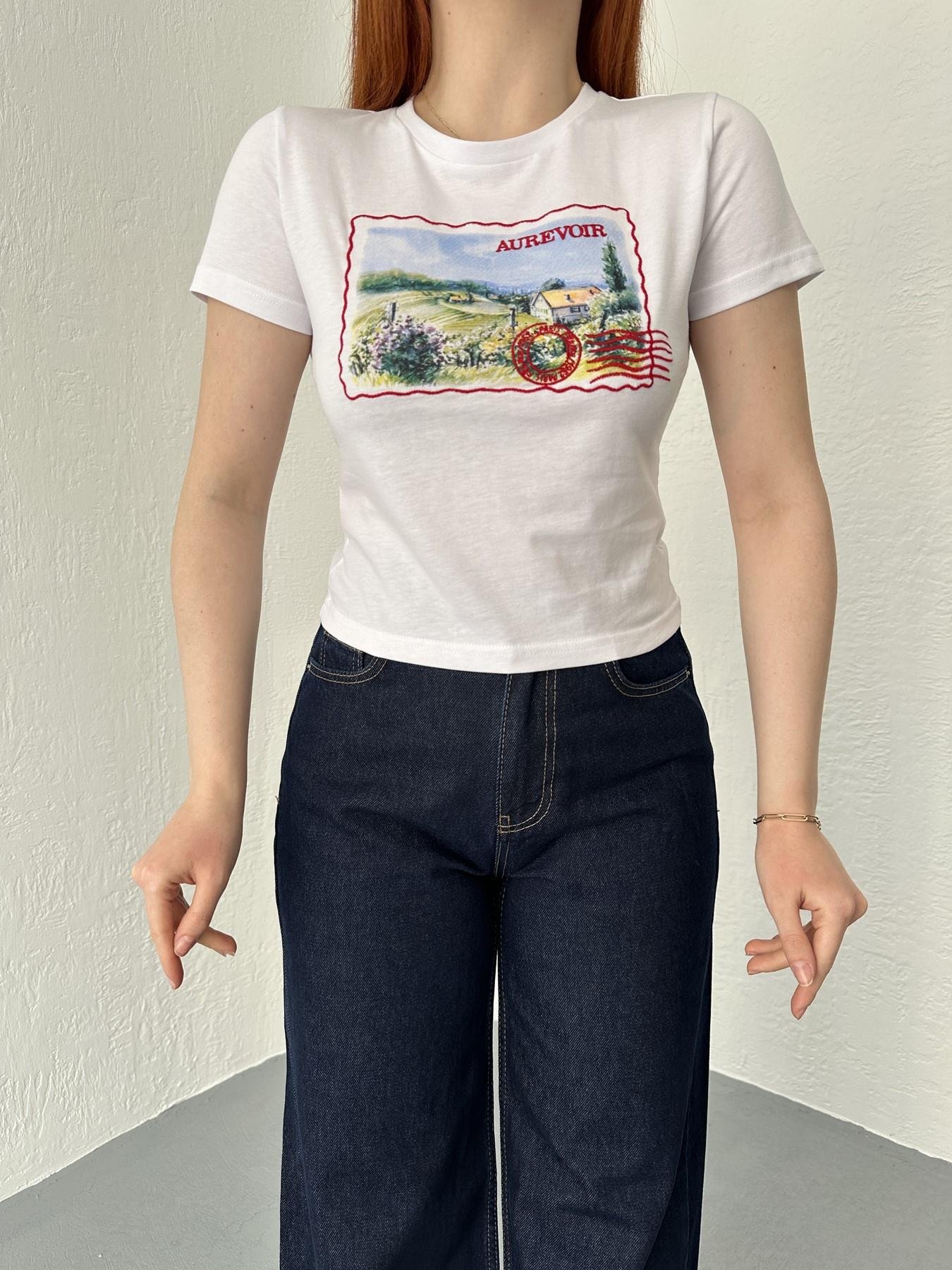 Kartpostal Baskılı Tişört Beyaz