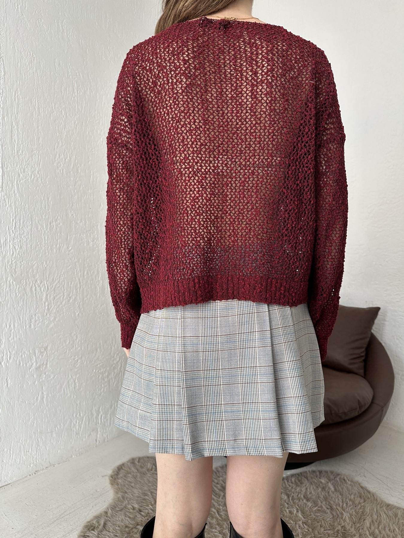 Kayık Yaka Buklet Örgü Triko BORDO