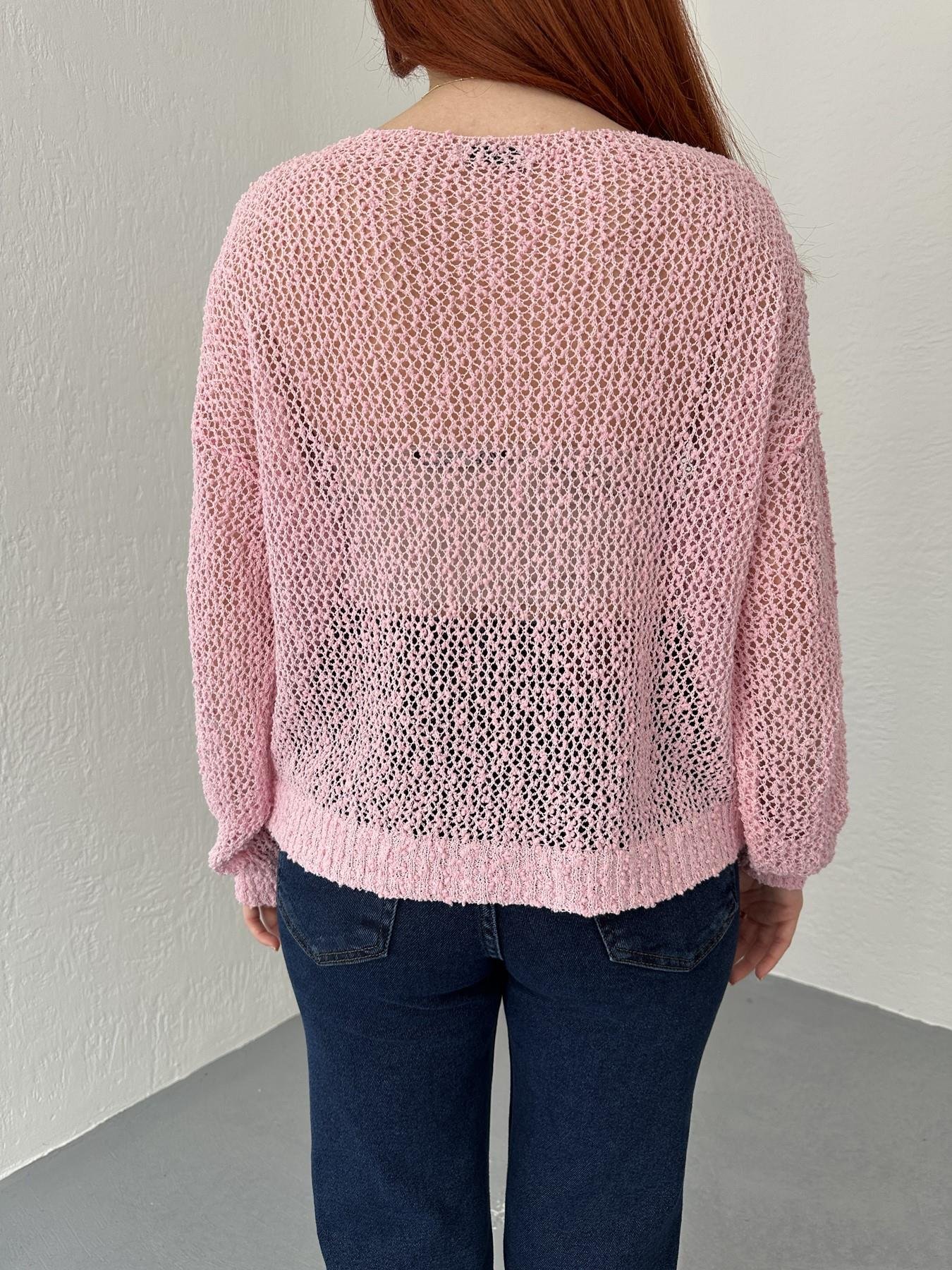 Kayık Yaka Buklet Örgü Triko Pembe