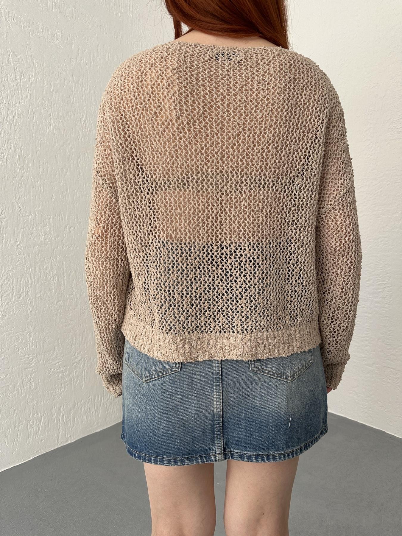 Kayık Yaka Buklet Örgü Triko Taş