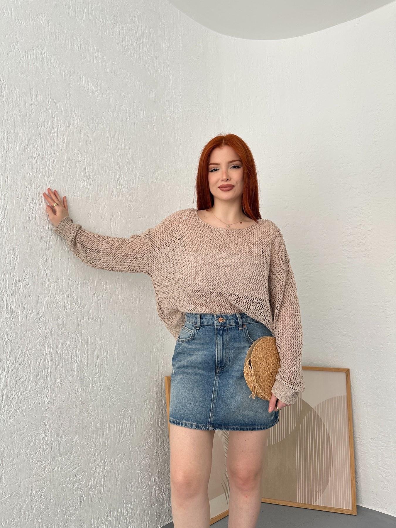 Kayık Yaka Buklet Örgü Triko Taş